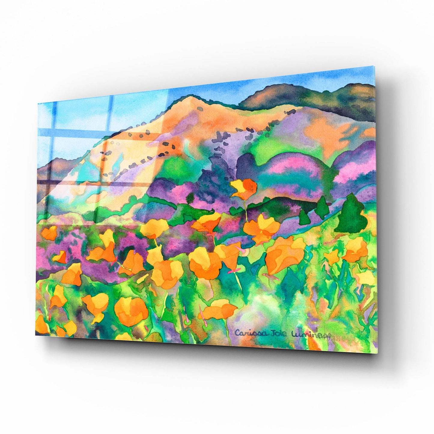 Epic Art 'Poppy Hills' by Carissa Luminess, Acrylic Glass Wall Art,16x12