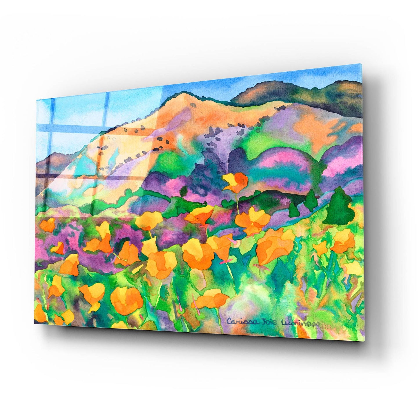 Epic Art 'Poppy Hills' by Carissa Luminess, Acrylic Glass Wall Art,24x16