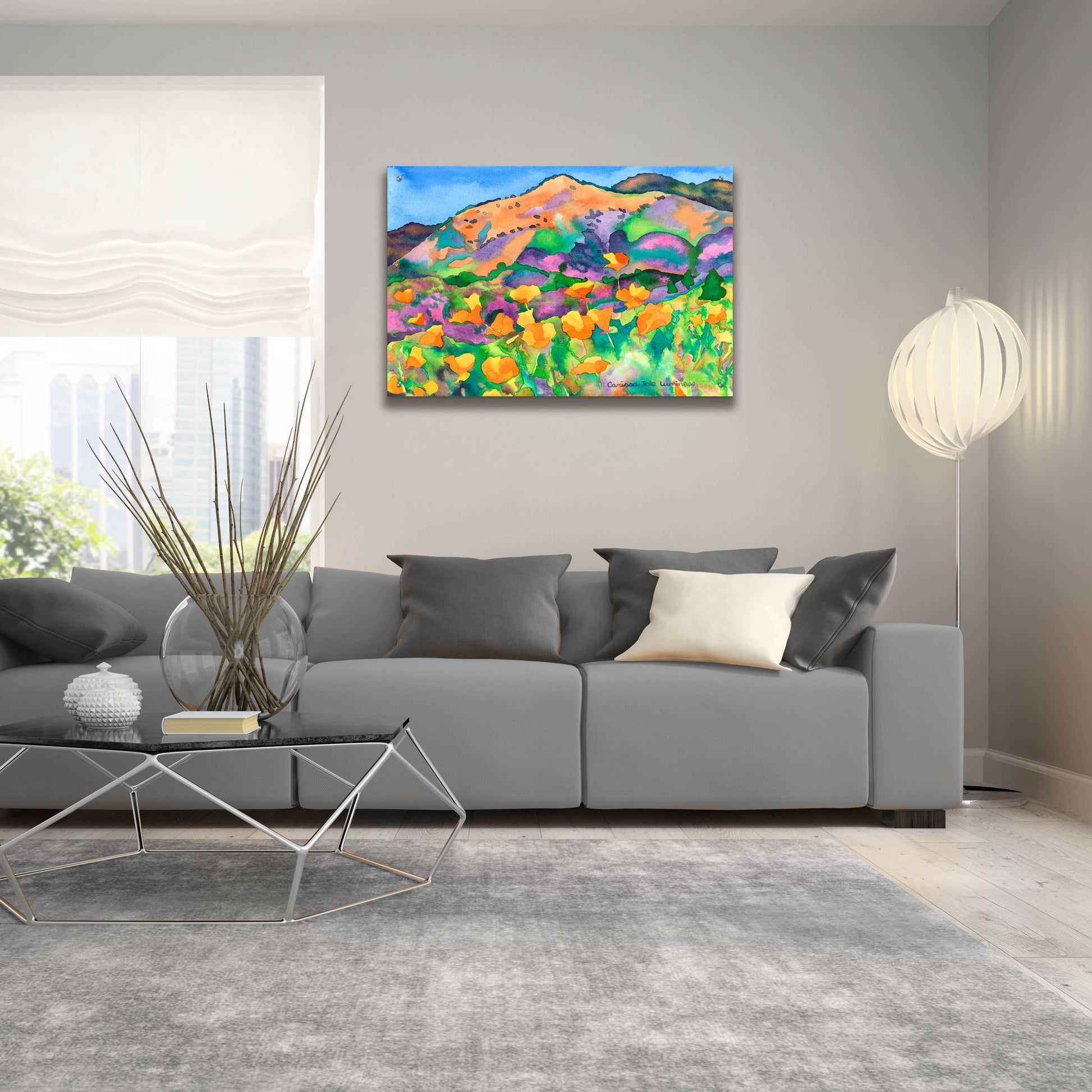 Epic Art 'Poppy Hills' by Carissa Luminess, Acrylic Glass Wall Art,36x24