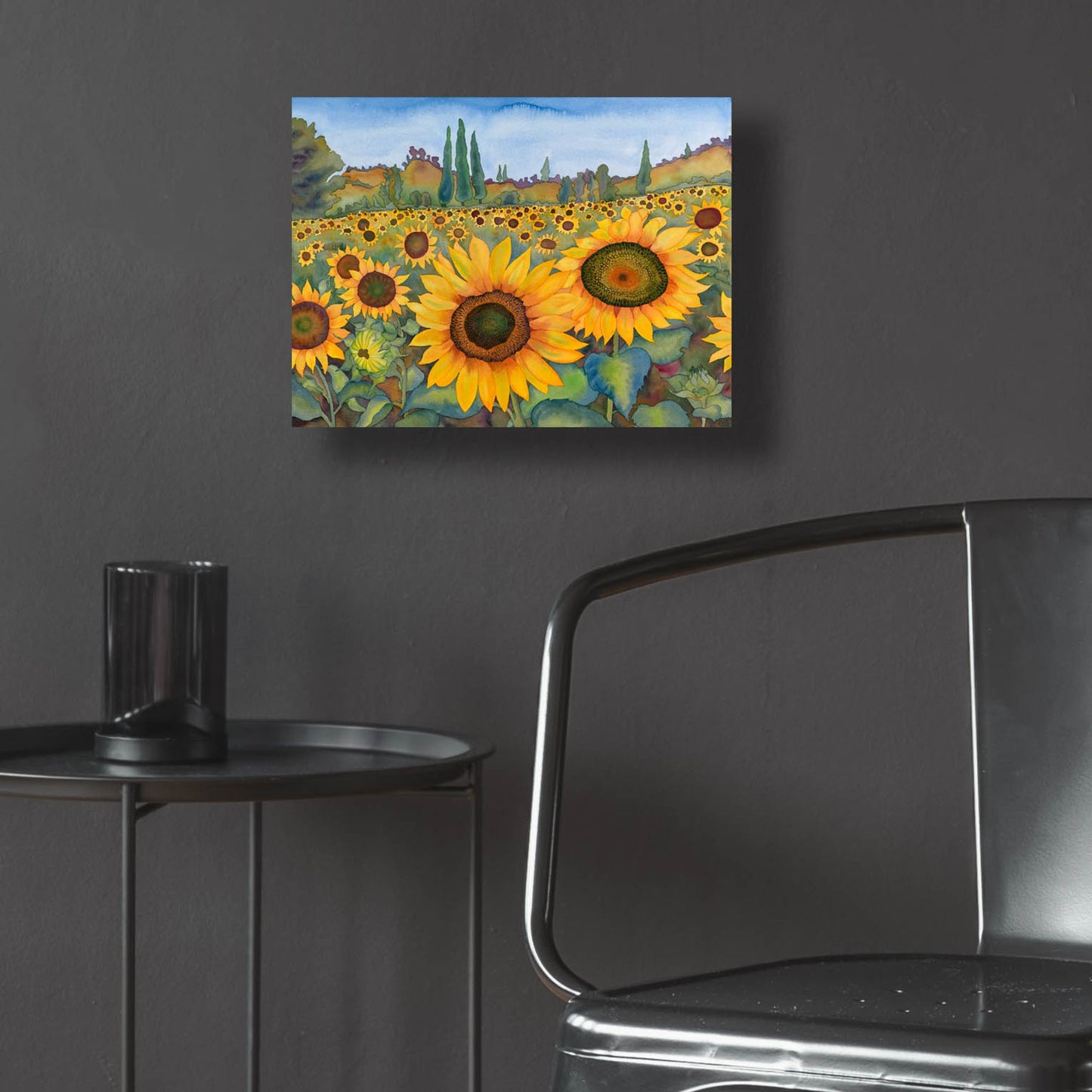 Epic Art 'Sunflower Fields' by Carissa Luminess, Acrylic Glass Wall Art,16x12