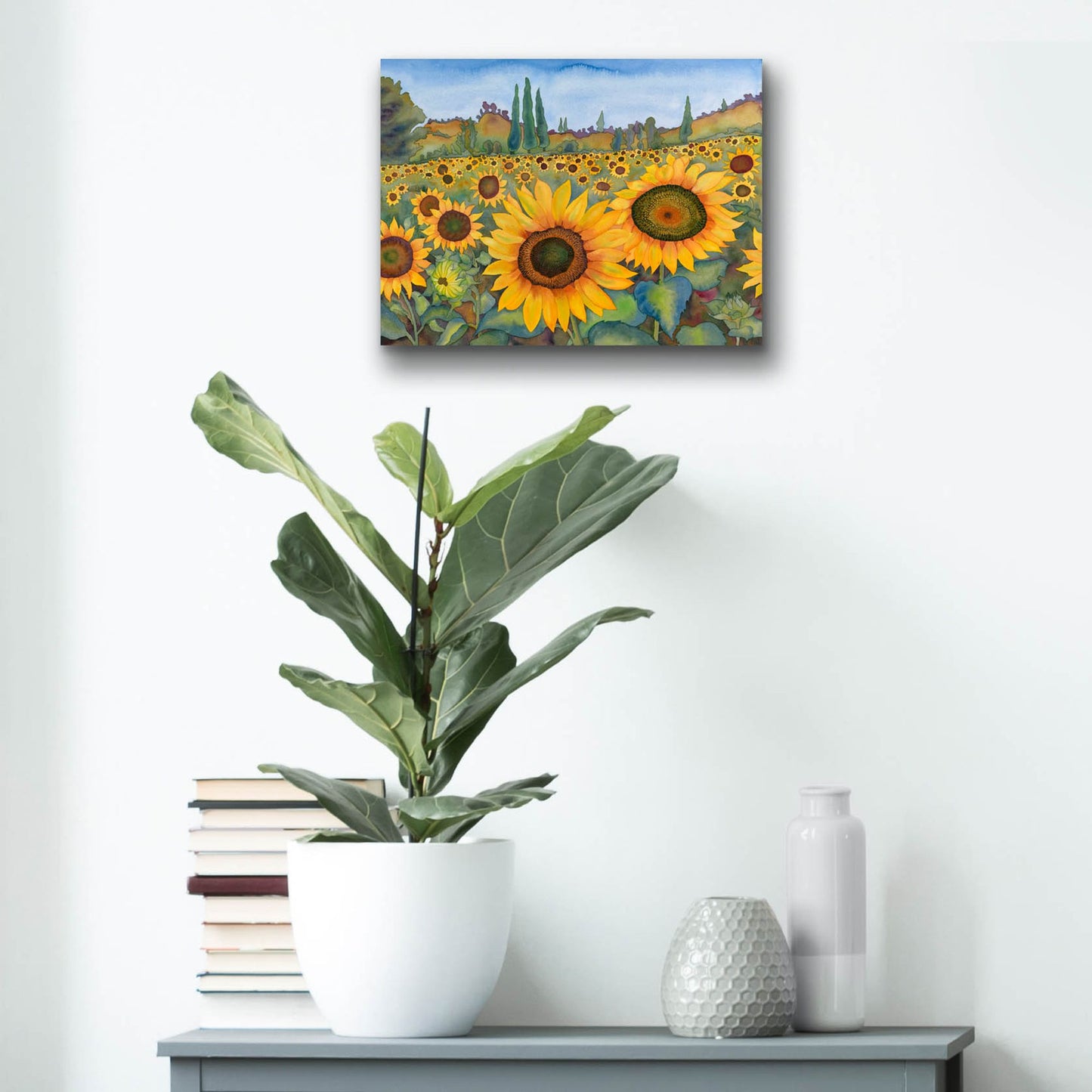 Epic Art 'Sunflower Fields' by Carissa Luminess, Acrylic Glass Wall Art,16x12