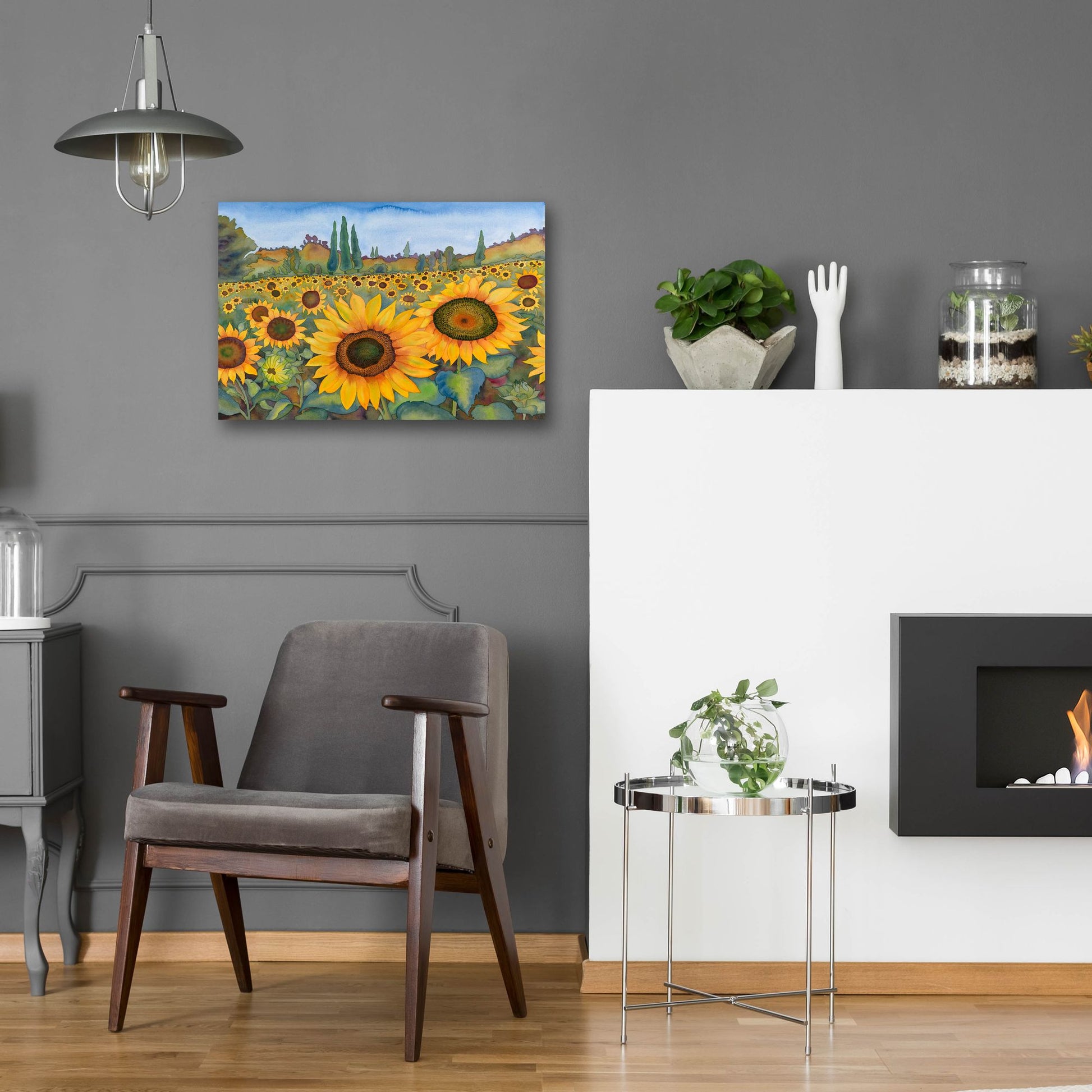 Epic Art 'Sunflower Fields' by Carissa Luminess, Acrylic Glass Wall Art,24x16