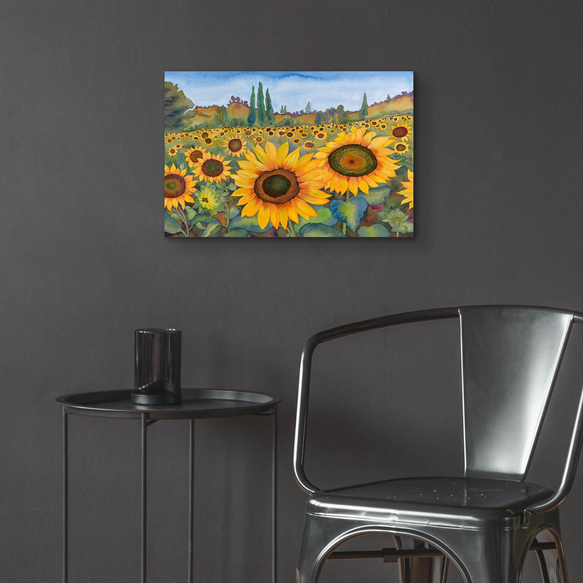 Epic Art 'Sunflower Fields' by Carissa Luminess, Acrylic Glass Wall Art,24x16