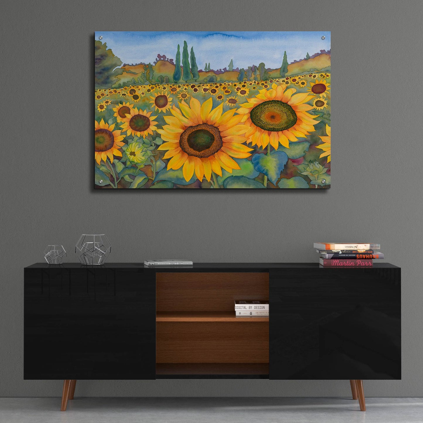 Epic Art 'Sunflower Fields' by Carissa Luminess, Acrylic Glass Wall Art,36x24