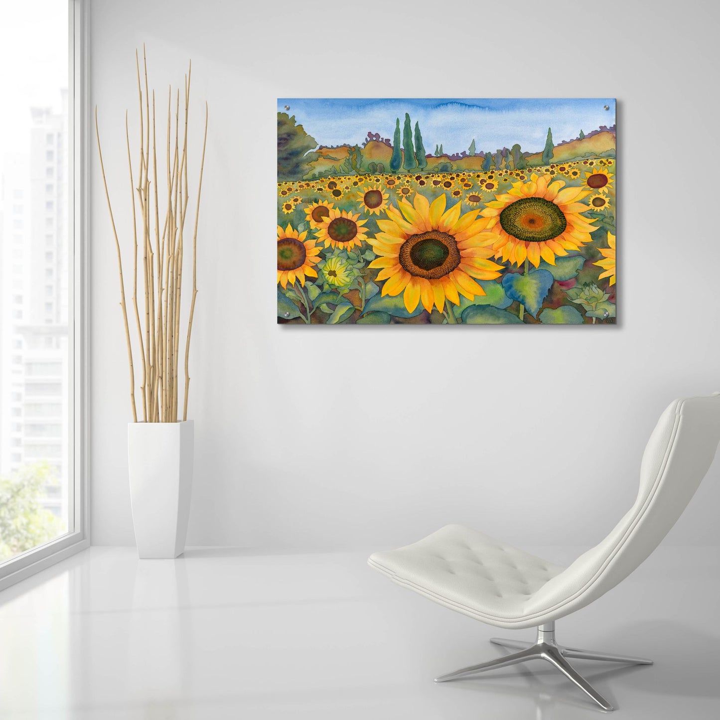 Epic Art 'Sunflower Fields' by Carissa Luminess, Acrylic Glass Wall Art,36x24