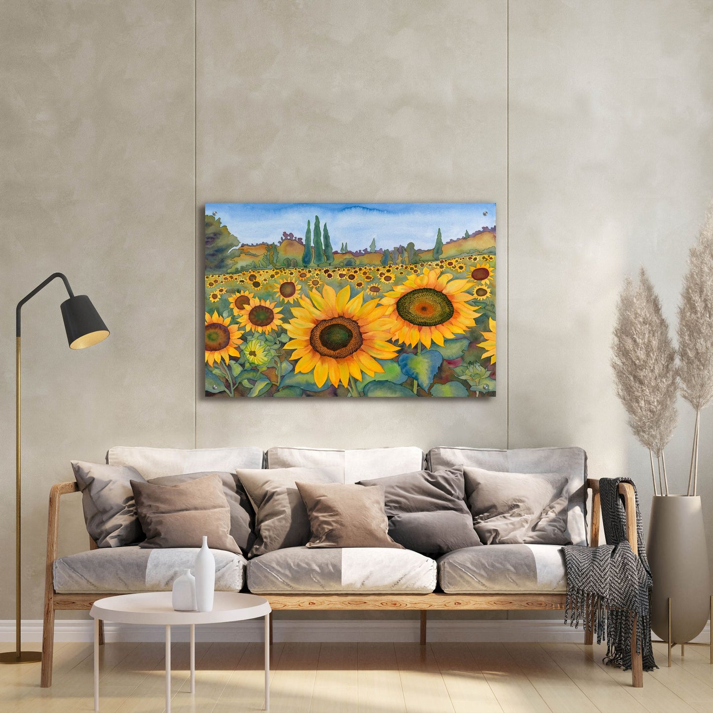 Epic Art 'Sunflower Fields' by Carissa Luminess, Acrylic Glass Wall Art,36x24