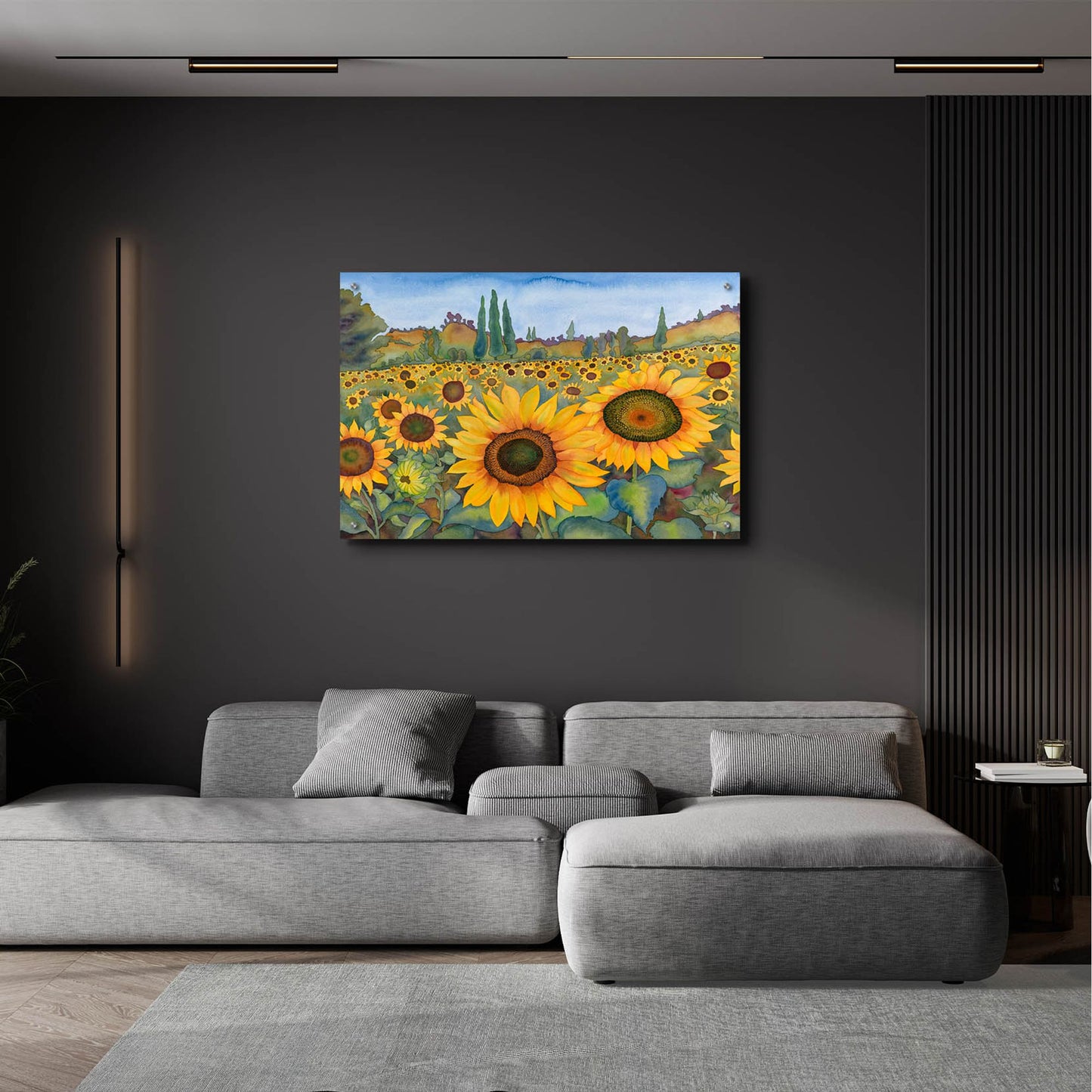 Epic Art 'Sunflower Fields' by Carissa Luminess, Acrylic Glass Wall Art,36x24