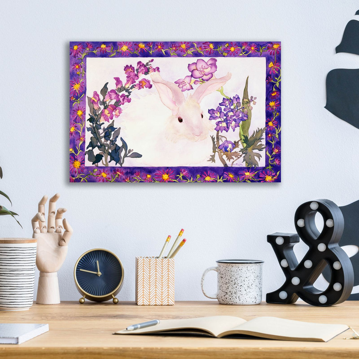 Aster Bunny by Carissa Luminess - 16x12 acrylic wall art in a room