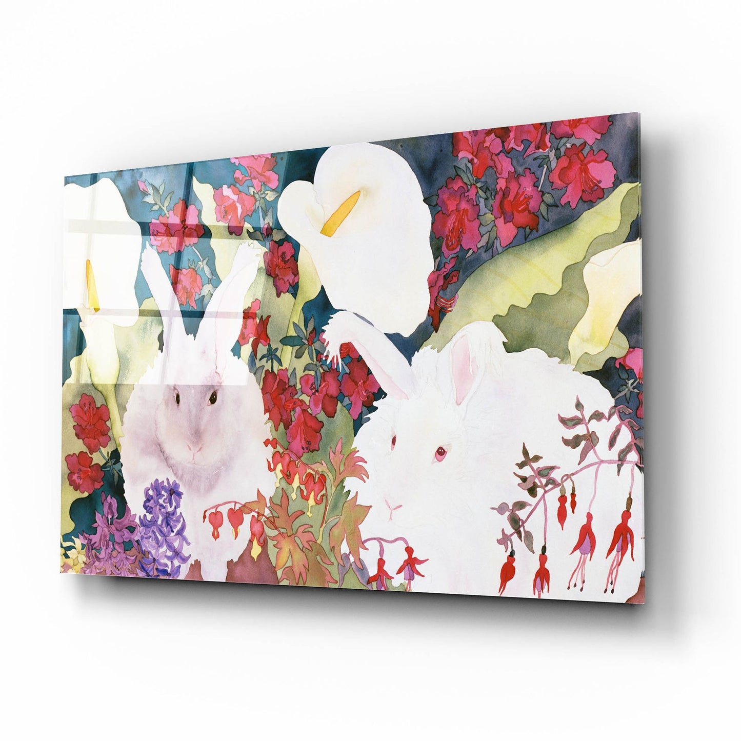 Epic Art 'Bunnies with Callas' by Carissa Luminess, Acrylic Glass Wall Art,16x12