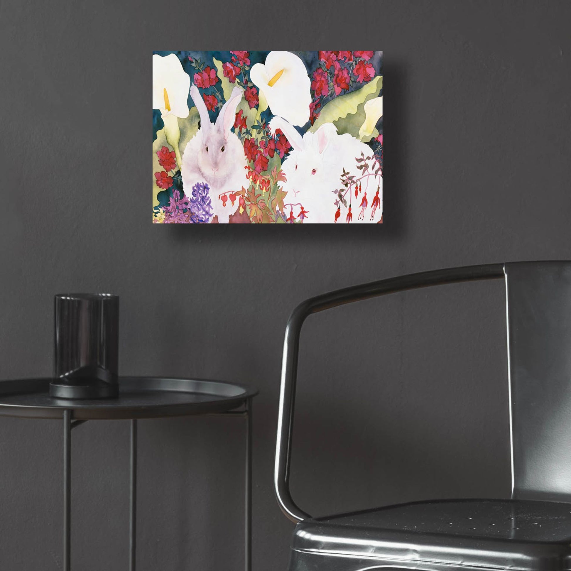 Epic Art 'Bunnies with Callas' by Carissa Luminess, Acrylic Glass Wall Art,16x12