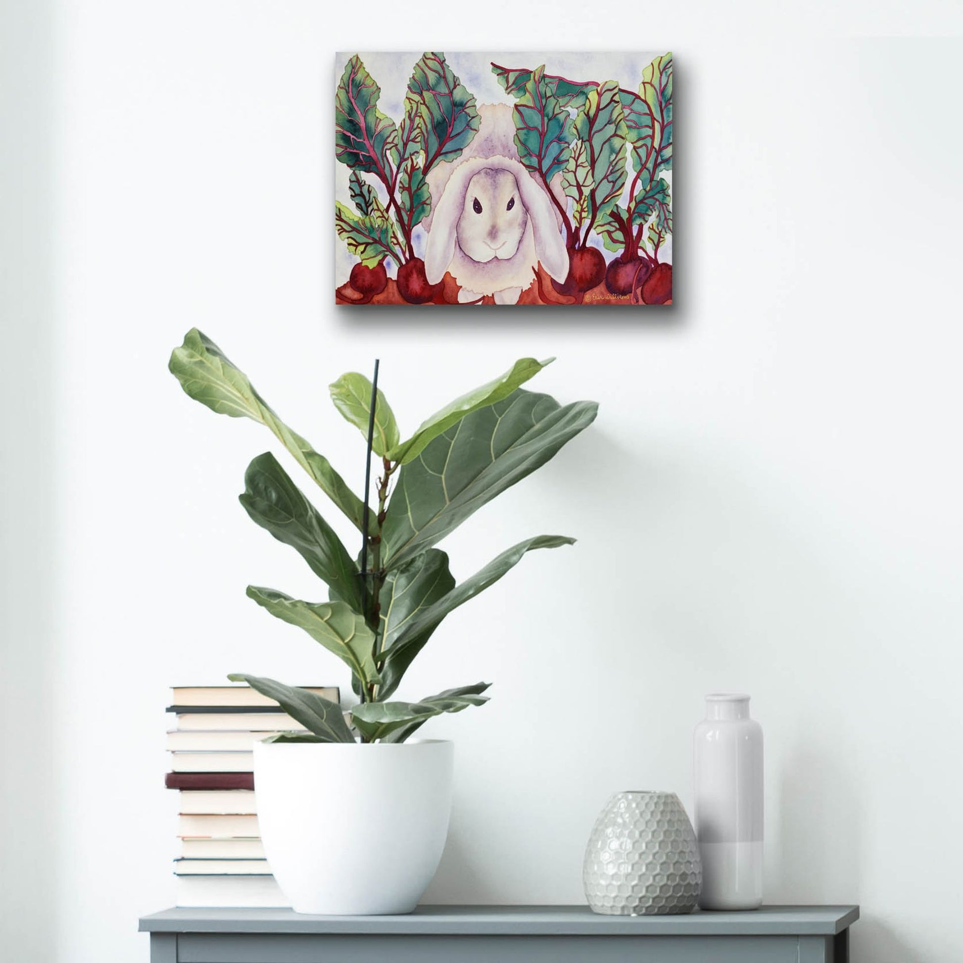 Epic Art 'Bunny with Beets' by Carissa Luminess, Acrylic Glass Wall Art,16x12