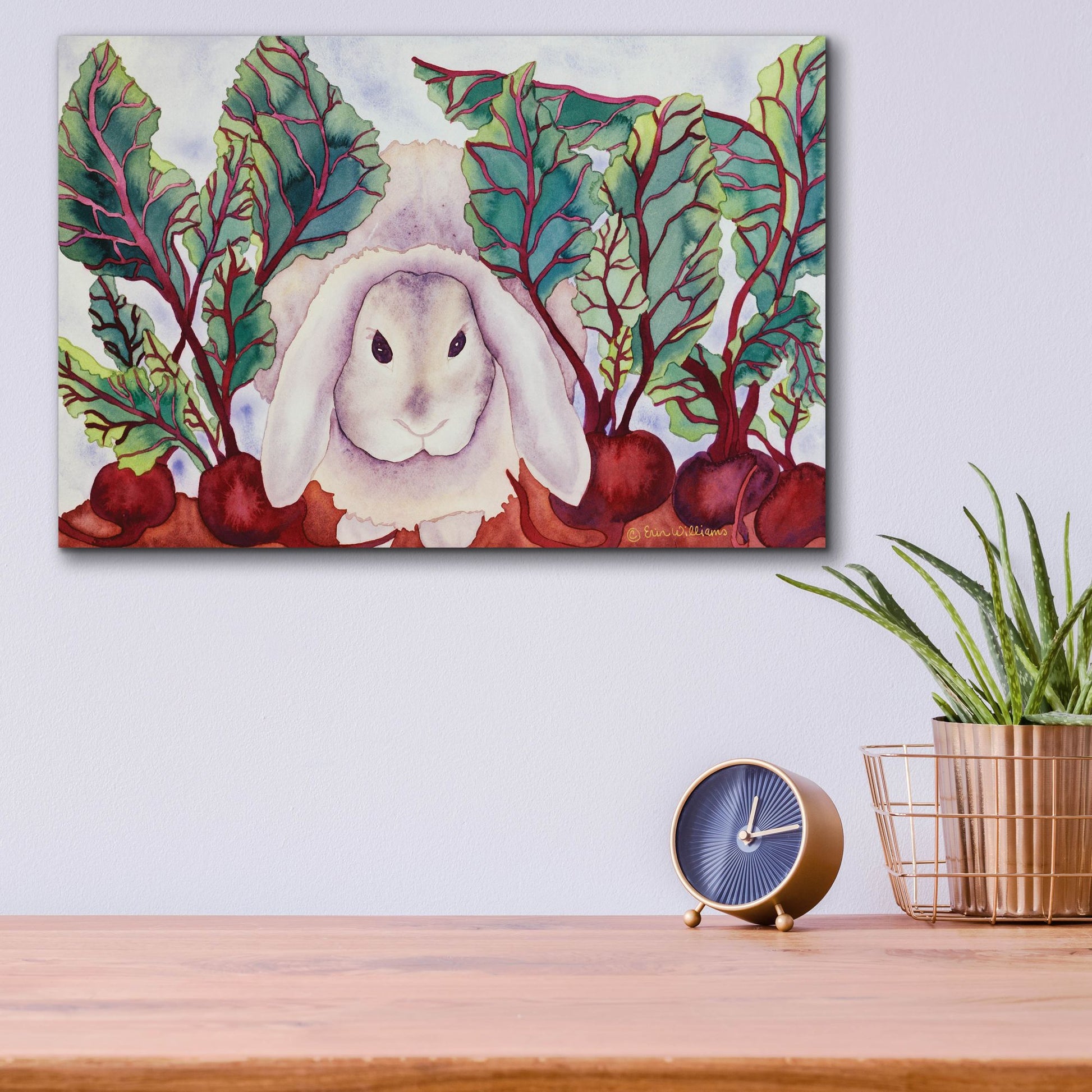 Epic Art 'Bunny with Beets' by Carissa Luminess, Acrylic Glass Wall Art,16x12