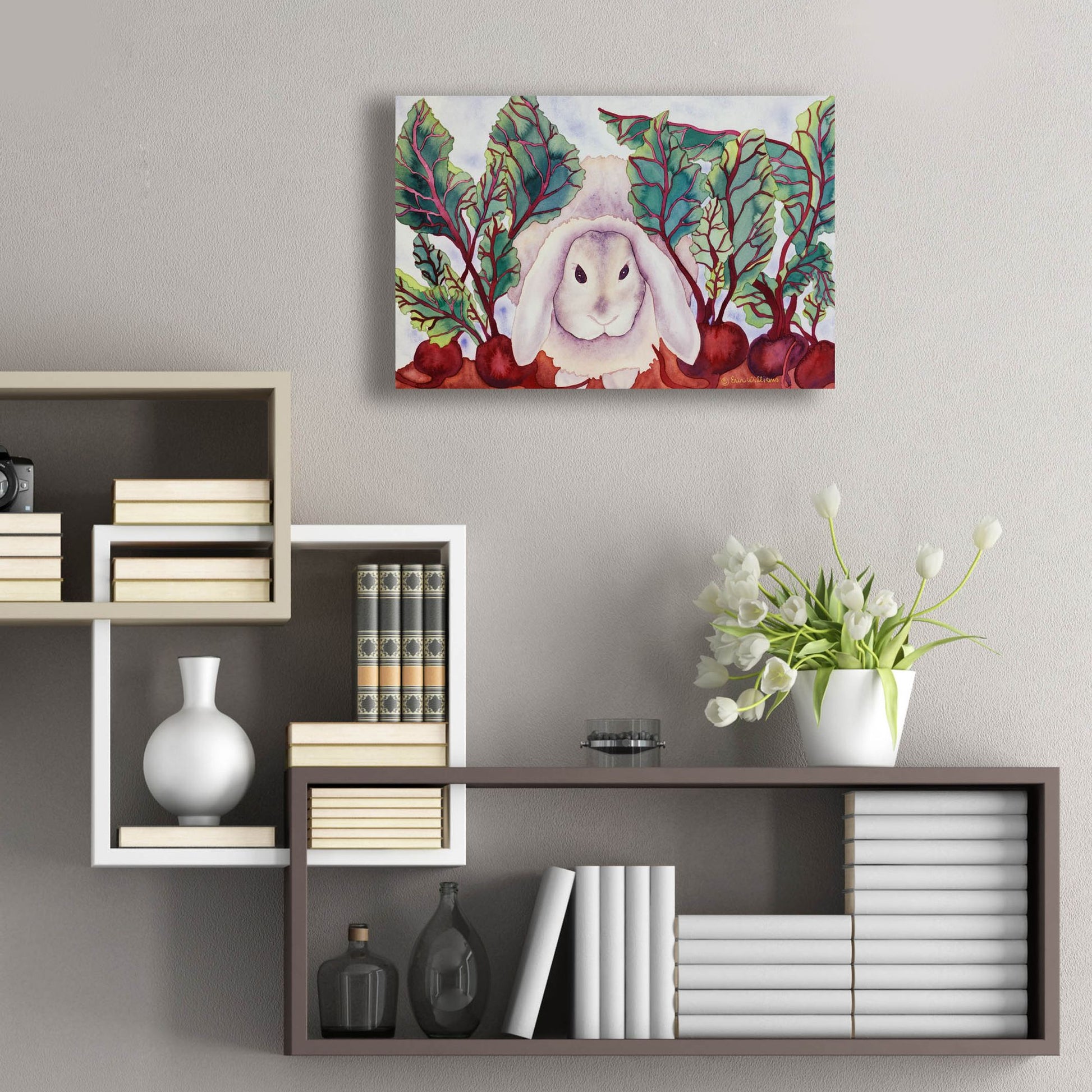 Epic Art 'Bunny with Beets' by Carissa Luminess, Acrylic Glass Wall Art,24x16