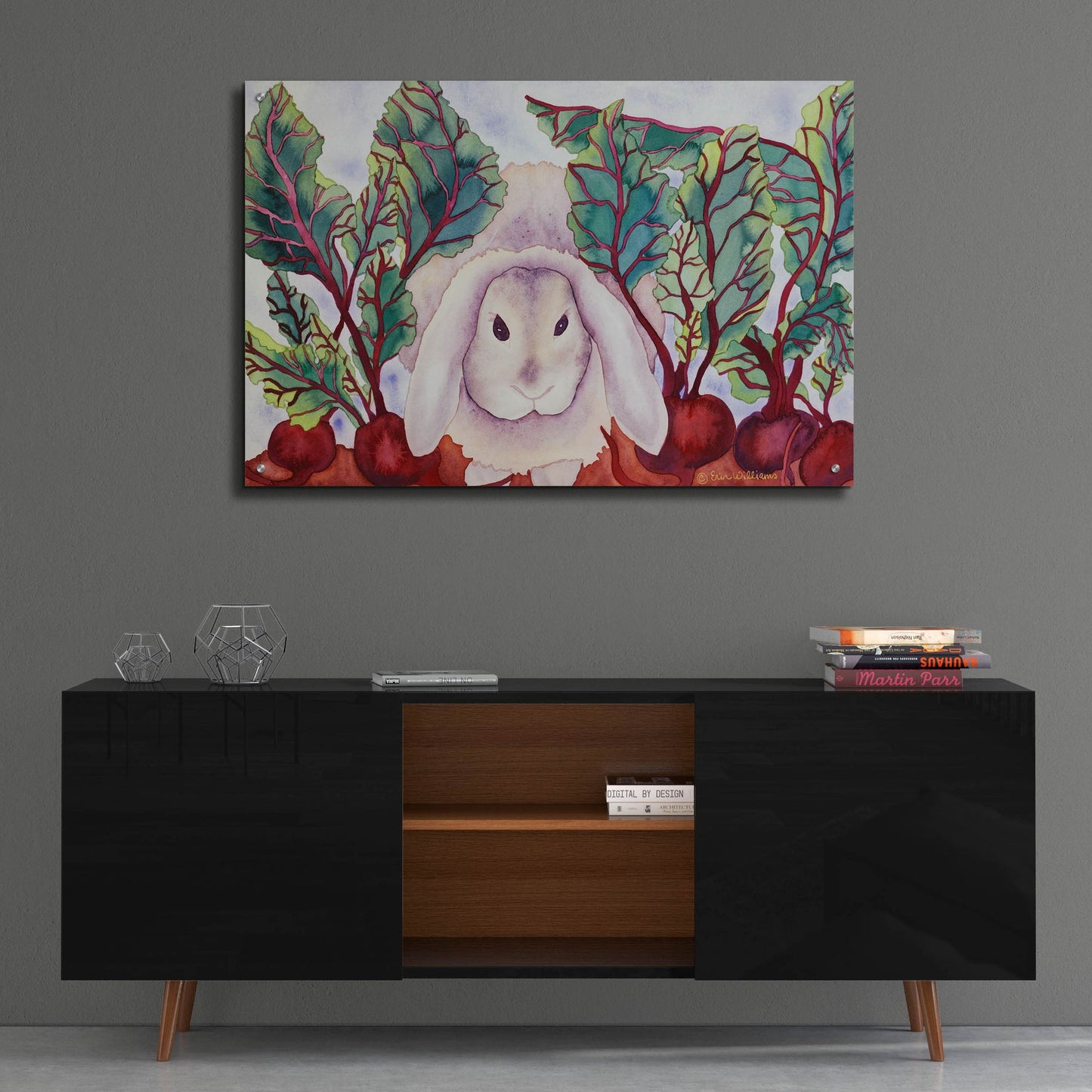 Epic Art 'Bunny with Beets' by Carissa Luminess, Acrylic Glass Wall Art,36x24