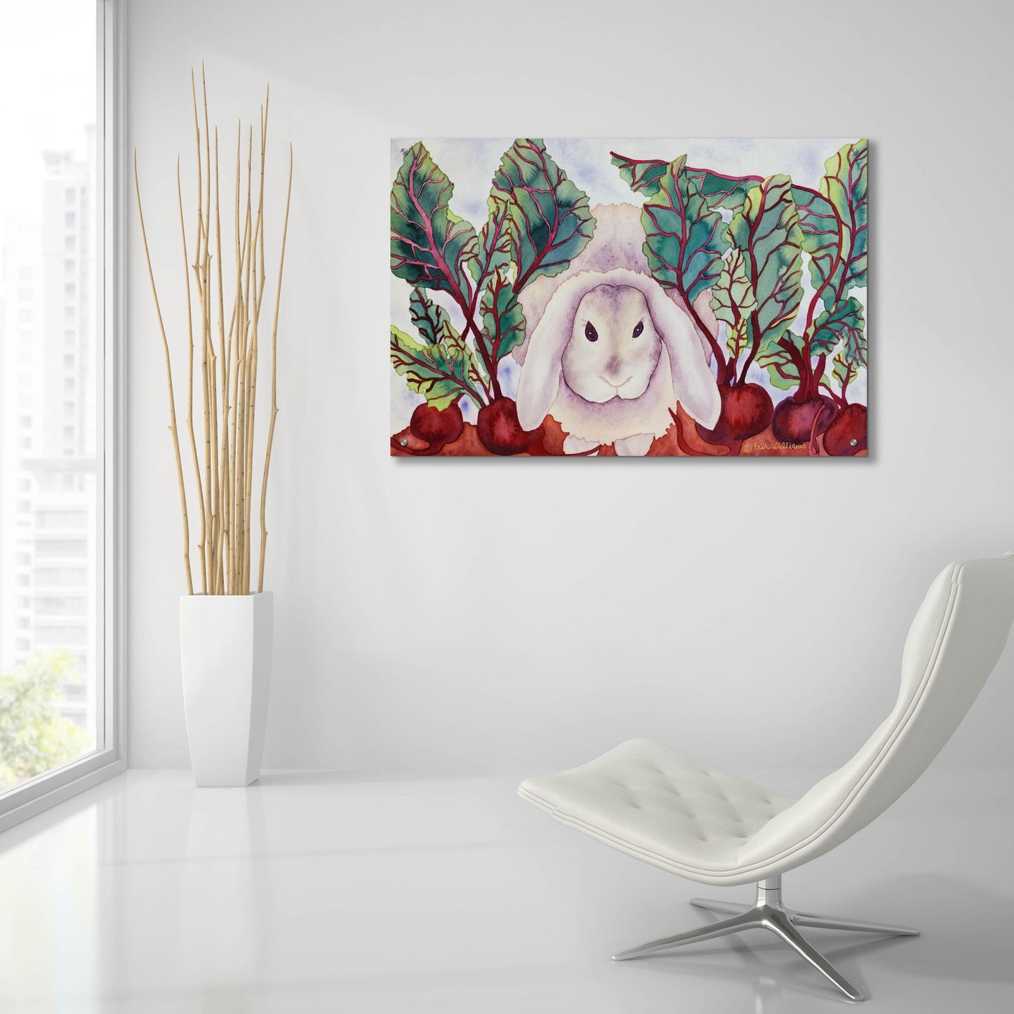 Epic Art 'Bunny with Beets' by Carissa Luminess, Acrylic Glass Wall Art,36x24