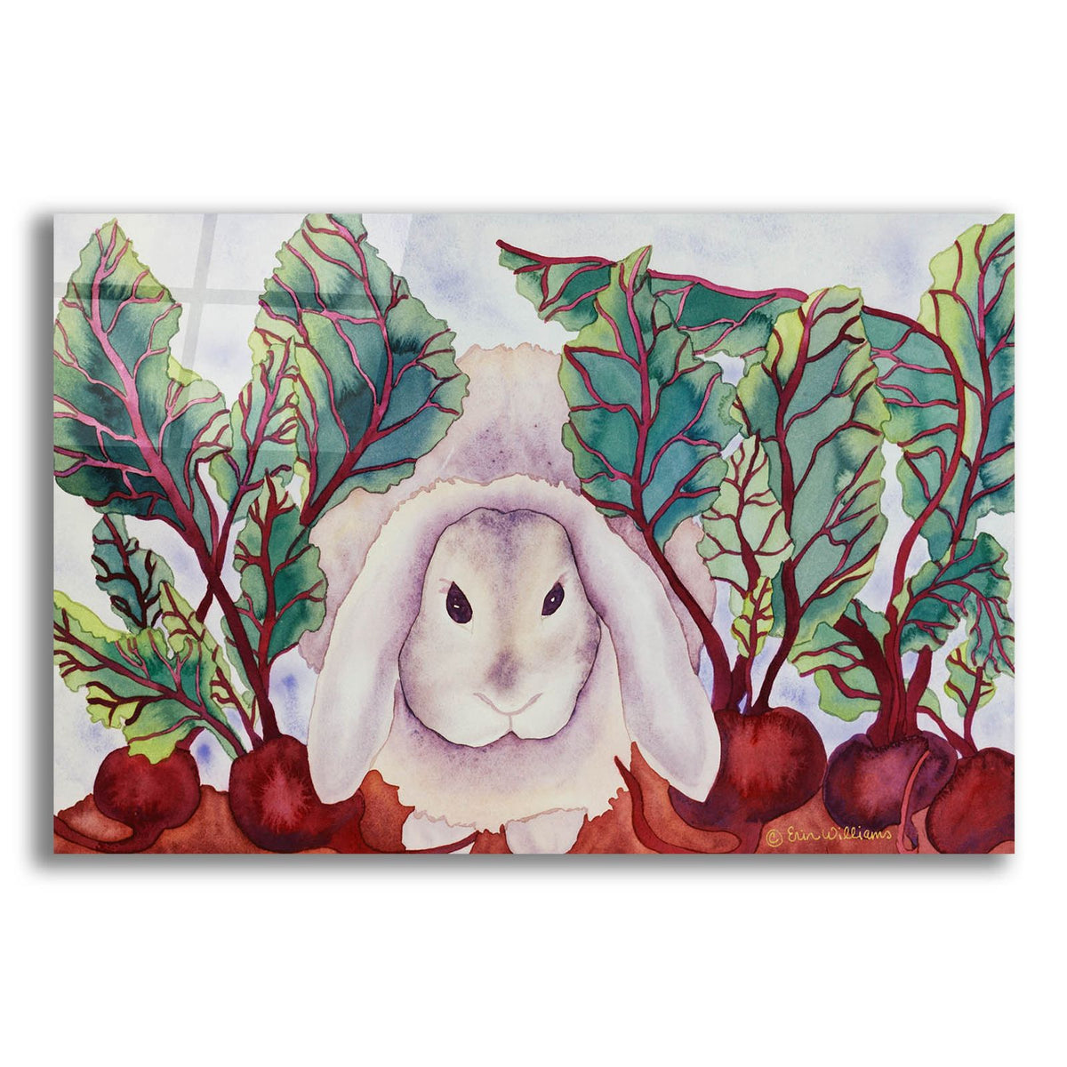 Bunny with Beets by Carissa Luminess acrylic glass wall art