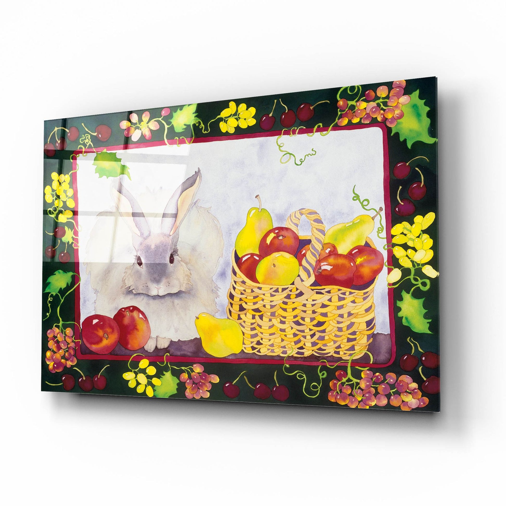 Epic Art 'Bunny with Fruit Basket' by Carissa Luminess, Acrylic Glass Wall Art,16x12