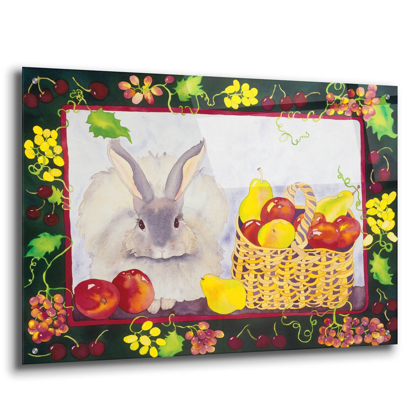 Epic Art 'Bunny with Fruit Basket' by Carissa Luminess, Acrylic Glass Wall Art,36x24