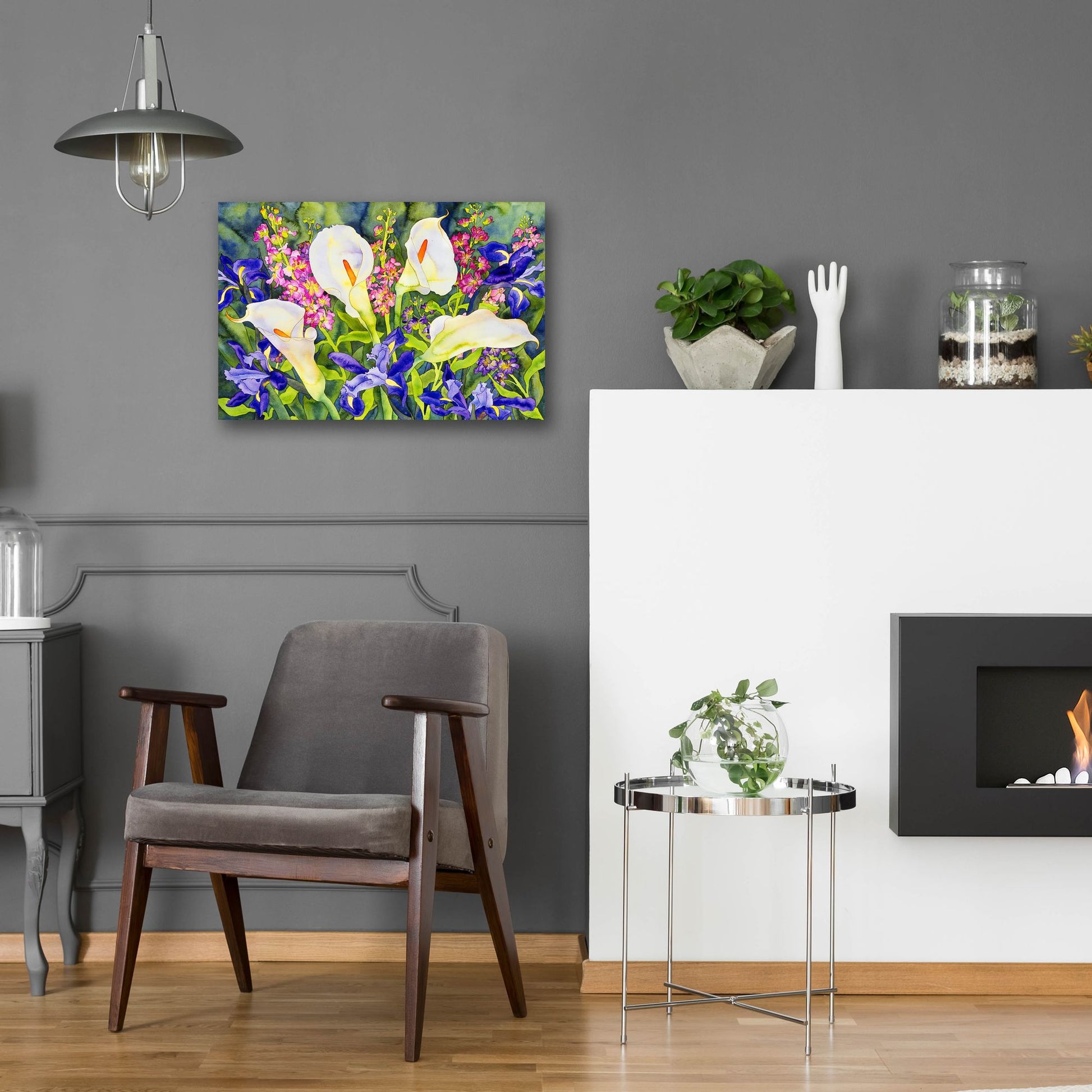 Epic Art 'Callas with Irises' by Carissa Luminess, Acrylic Glass Wall Art,24x16