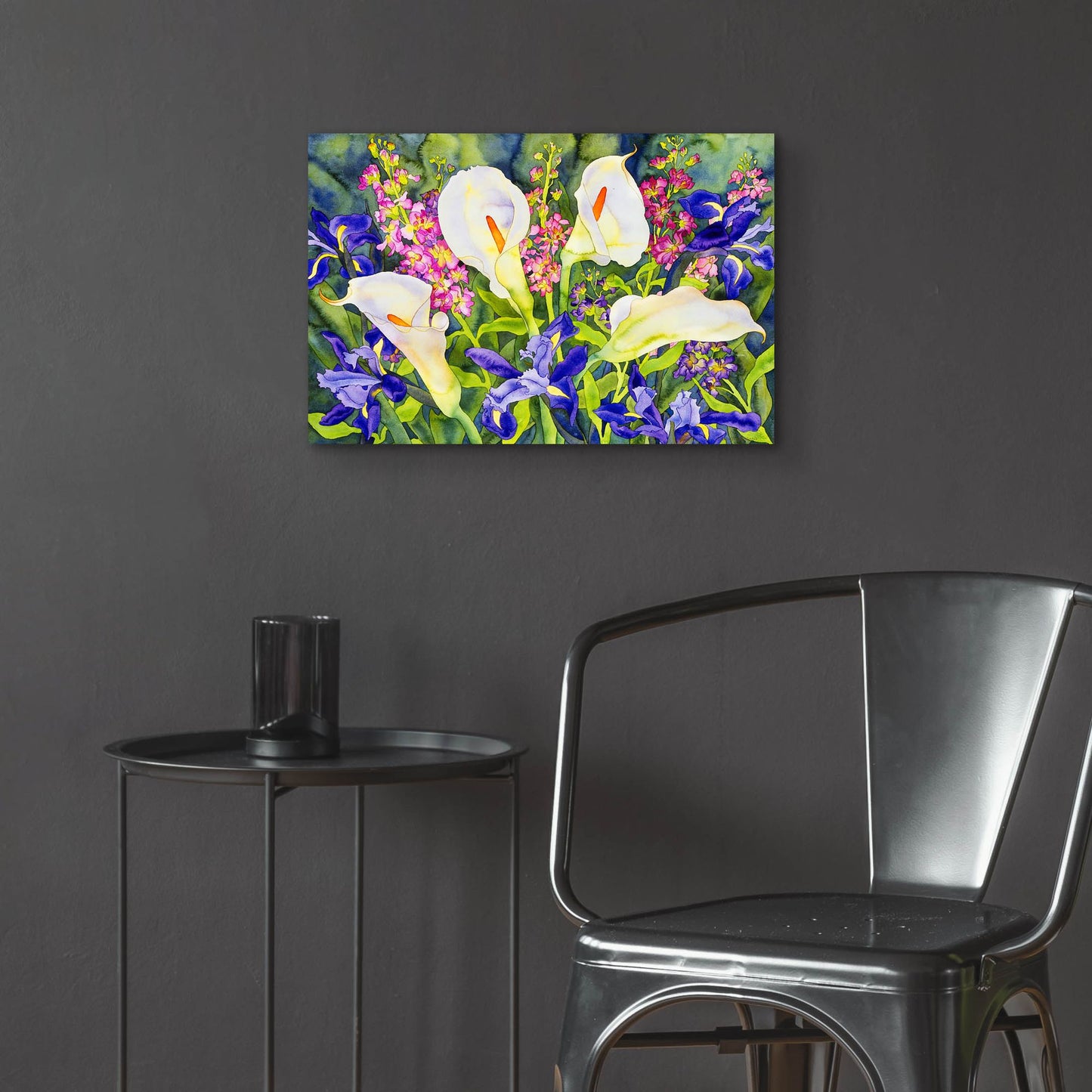 Epic Art 'Callas with Irises' by Carissa Luminess, Acrylic Glass Wall Art,24x16