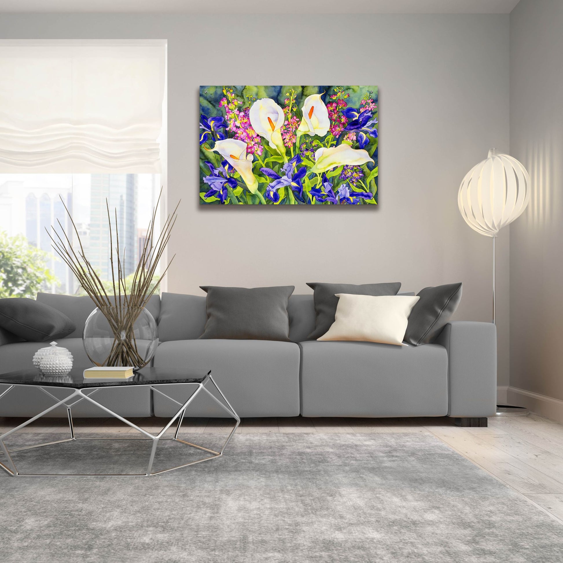 Epic Art 'Callas with Irises' by Carissa Luminess, Acrylic Glass Wall Art,36x24