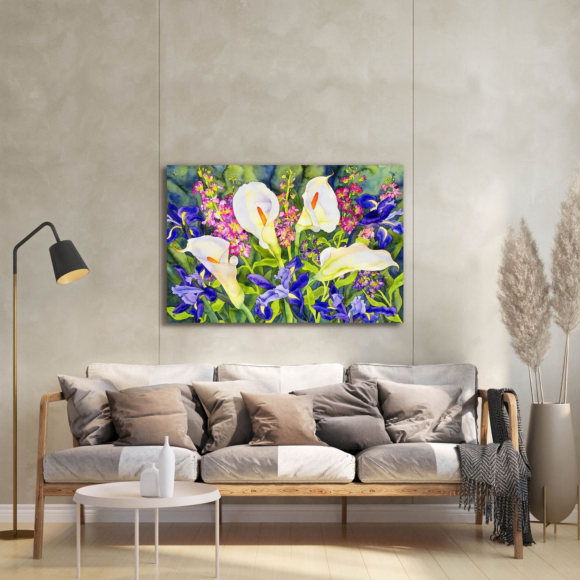 Epic Art 'Callas with Irises' by Carissa Luminess, Acrylic Glass Wall Art,36x24