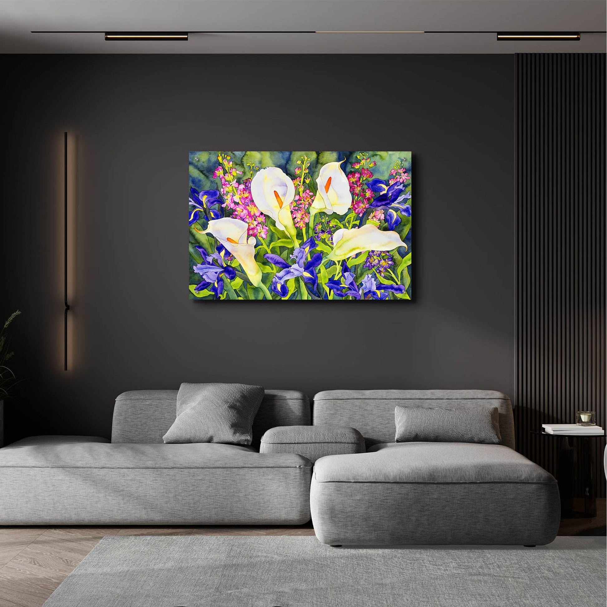 Epic Art 'Callas with Irises' by Carissa Luminess, Acrylic Glass Wall Art,36x24