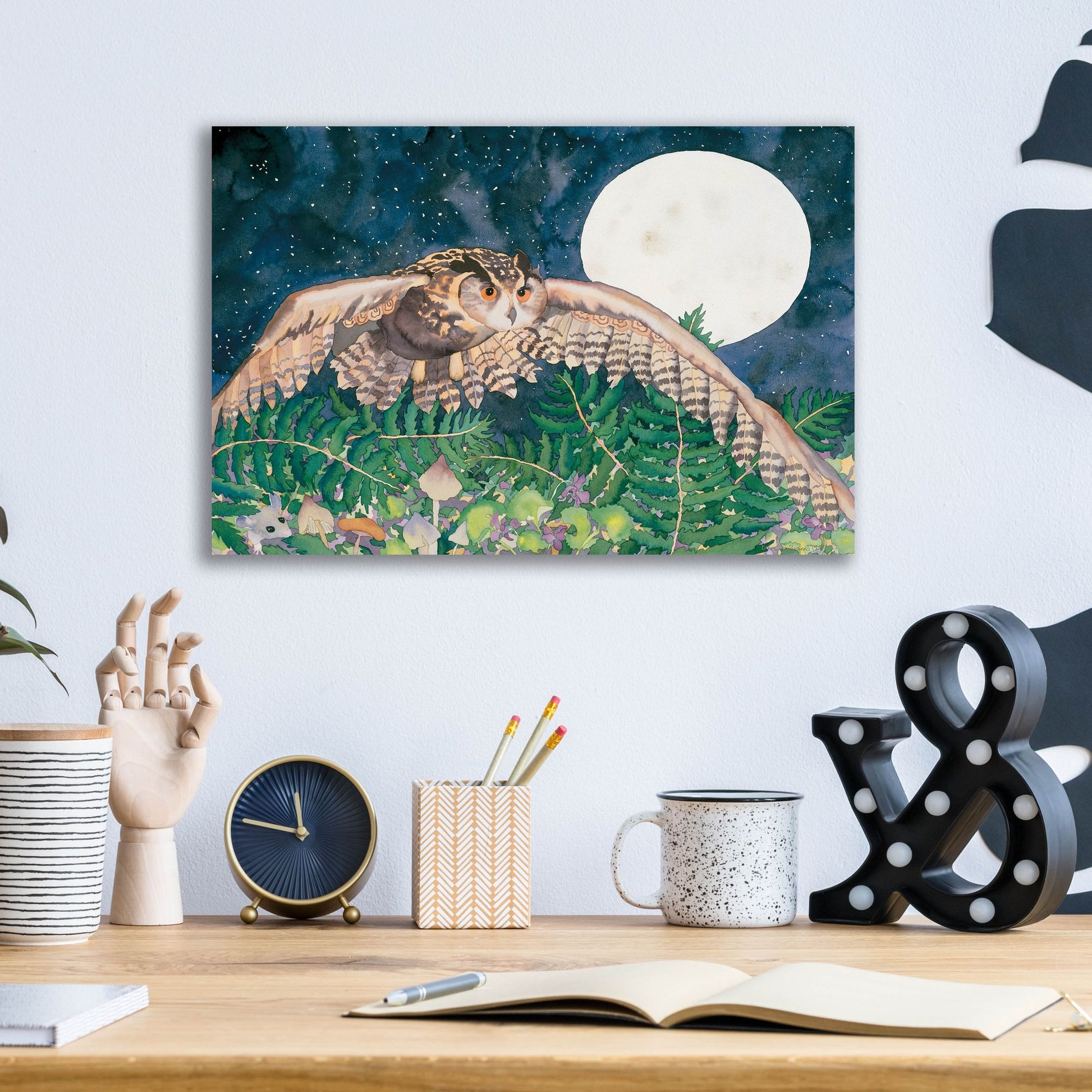 Epic Art 'Eagle Owl' by Carissa Luminess, Acrylic Glass Wall Art,16x12