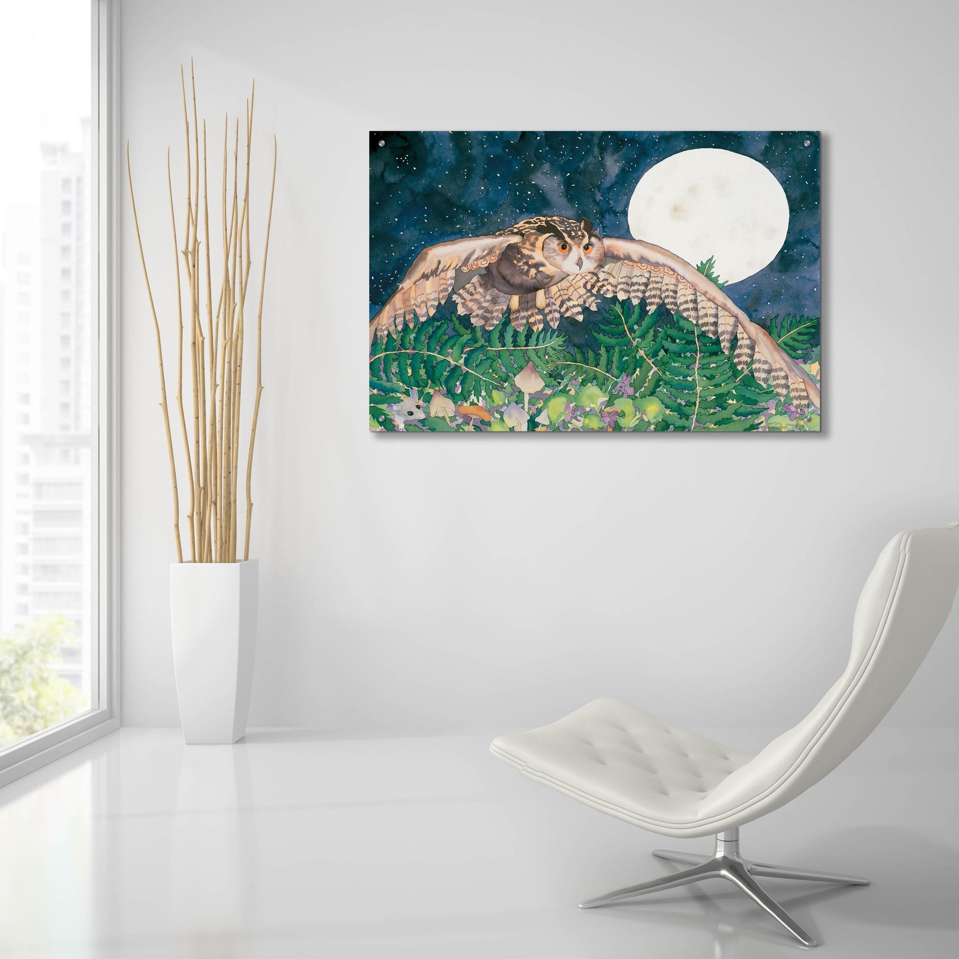 Epic Art 'Eagle Owl' by Carissa Luminess, Acrylic Glass Wall Art,36x24