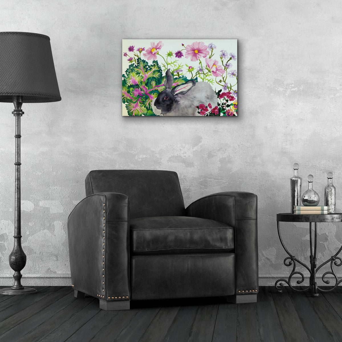 Hubert with Kale by Carissa Luminess - 24x16 acrylic wall art in a room