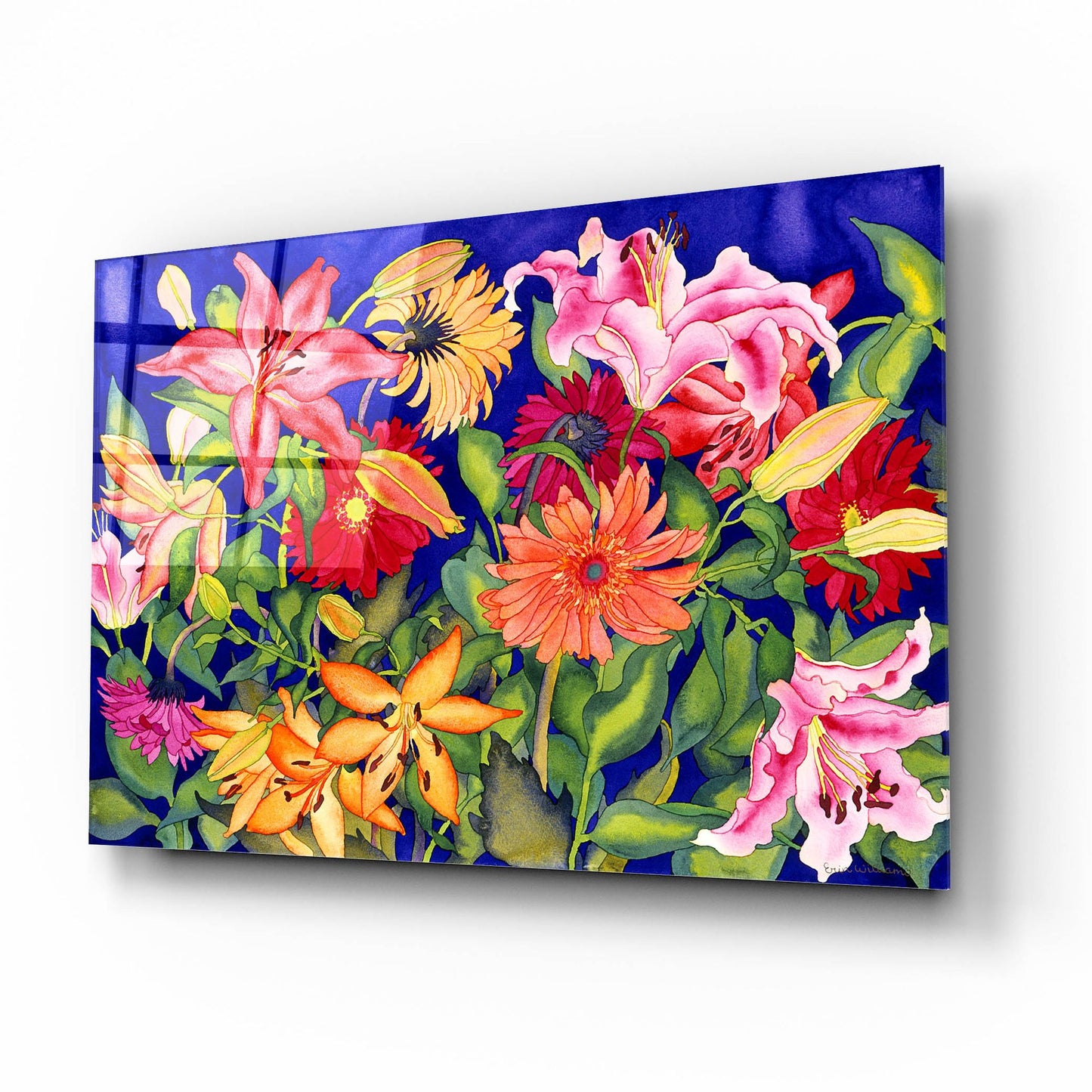 Epic Art 'Lilies and Gerbers' by Carissa Luminess, Acrylic Glass Wall Art,16x12