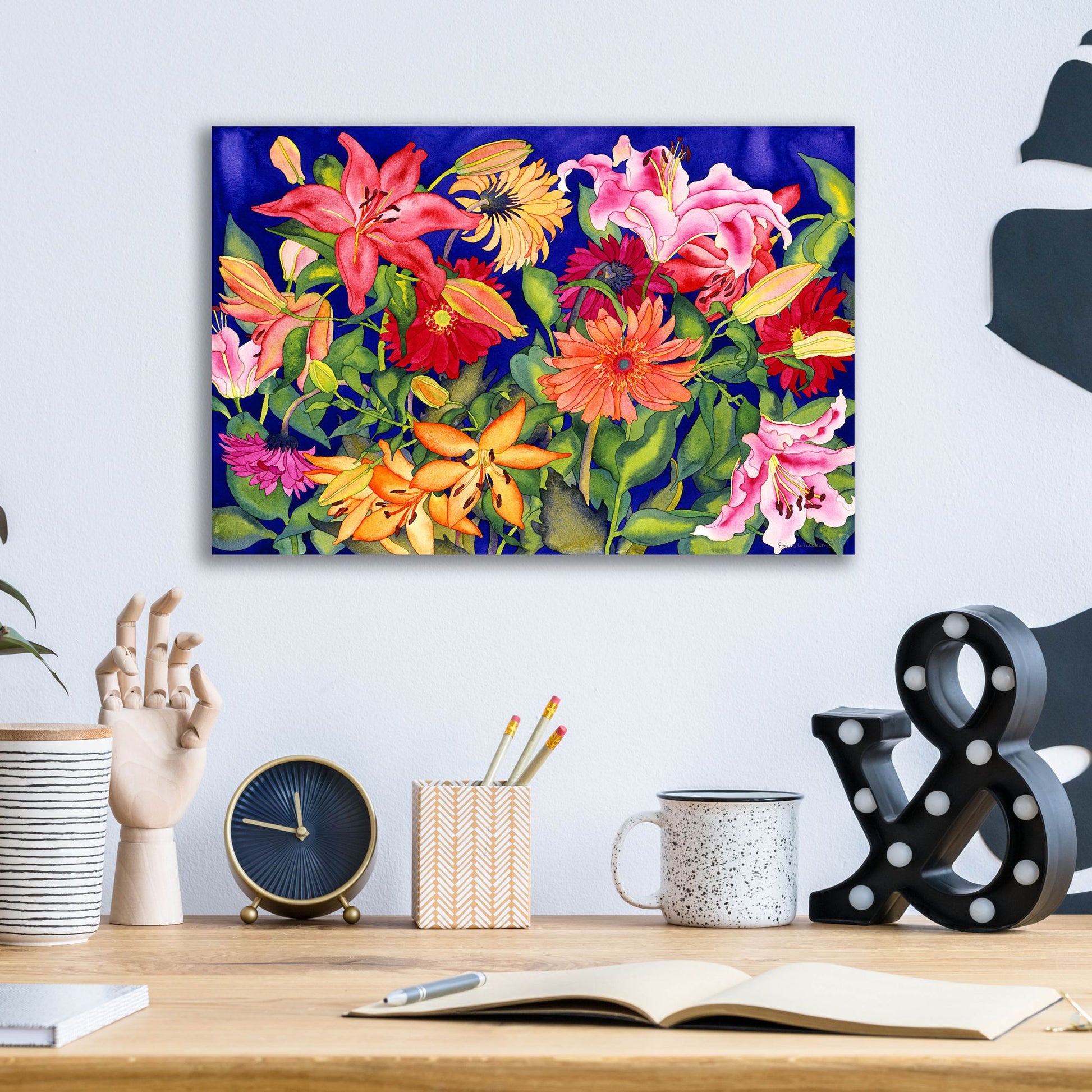 Epic Art 'Lilies and Gerbers' by Carissa Luminess, Acrylic Glass Wall Art,16x12