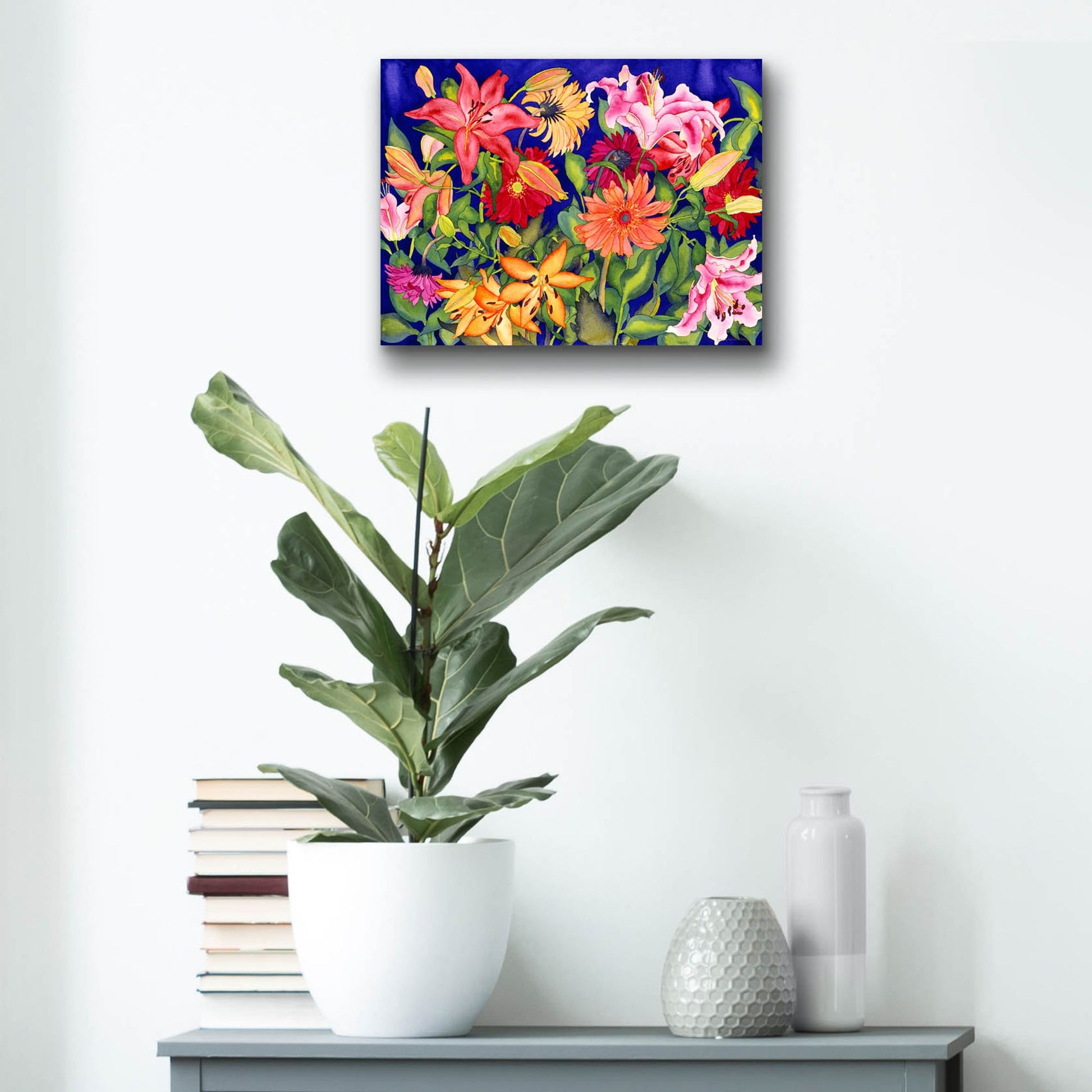 Epic Art 'Lilies and Gerbers' by Carissa Luminess, Acrylic Glass Wall Art,16x12