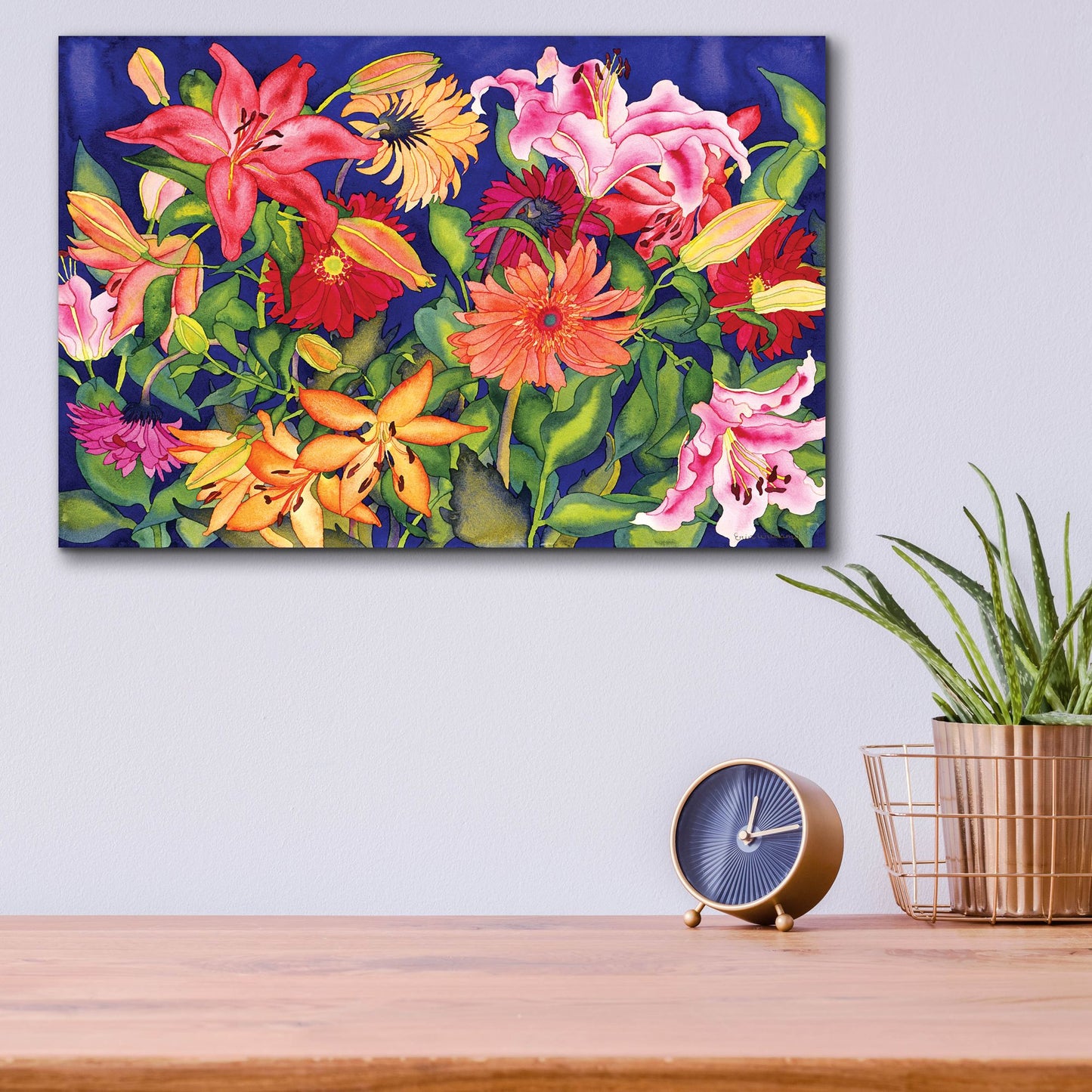 Epic Art 'Lilies and Gerbers' by Carissa Luminess, Acrylic Glass Wall Art,16x12