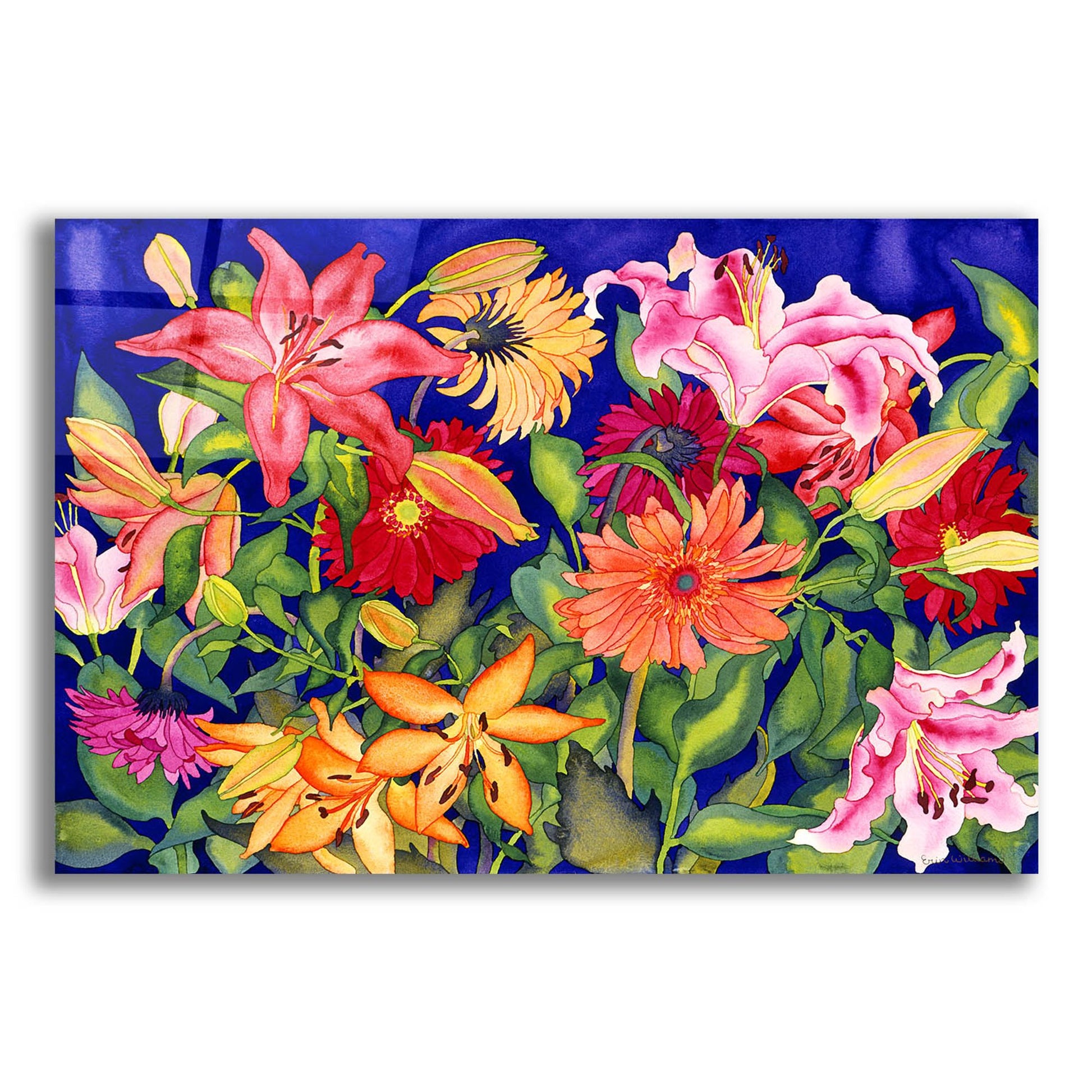 Epic Art 'Lilies and Gerbers' by Carissa Luminess, Acrylic Glass Wall Art,16x12