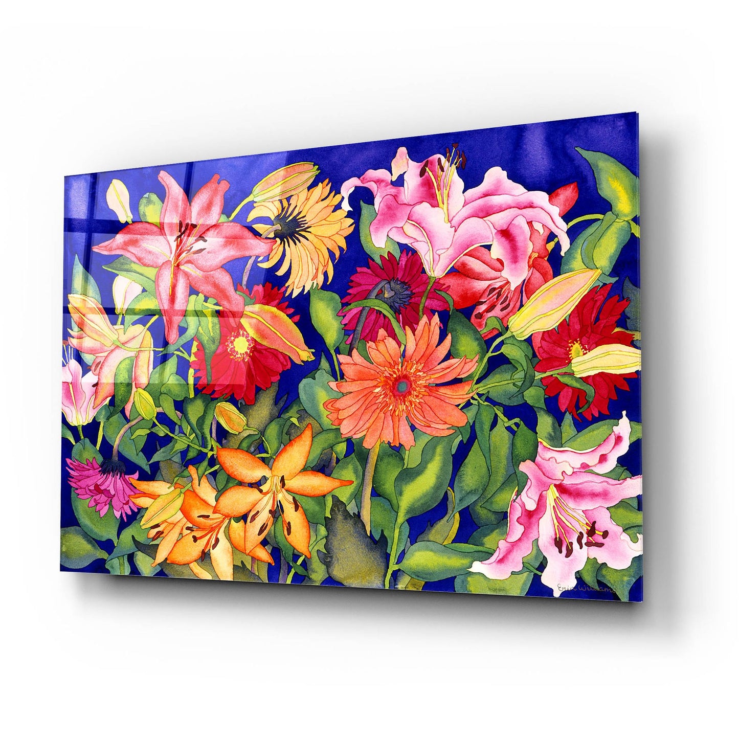 Epic Art 'Lilies and Gerbers' by Carissa Luminess, Acrylic Glass Wall Art,24x16