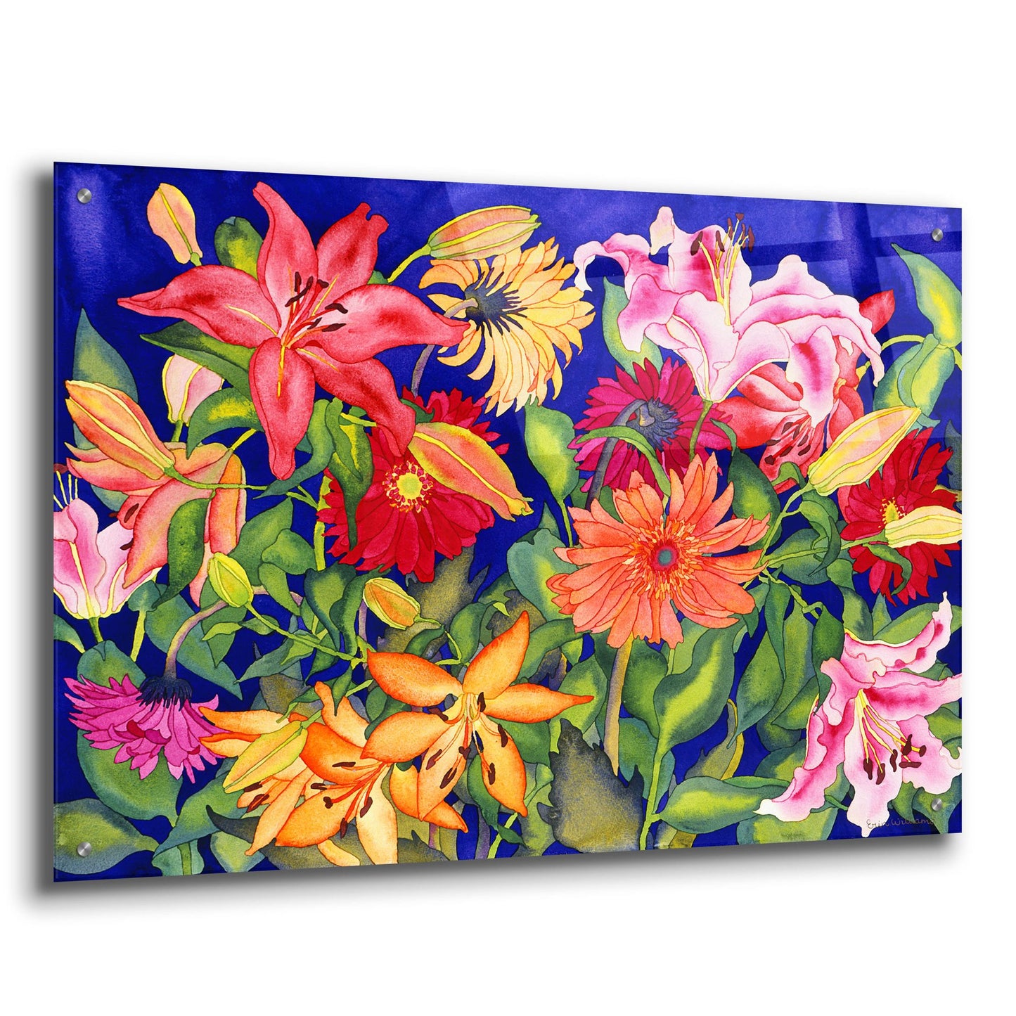 Epic Art 'Lilies and Gerbers' by Carissa Luminess, Acrylic Glass Wall Art,36x24