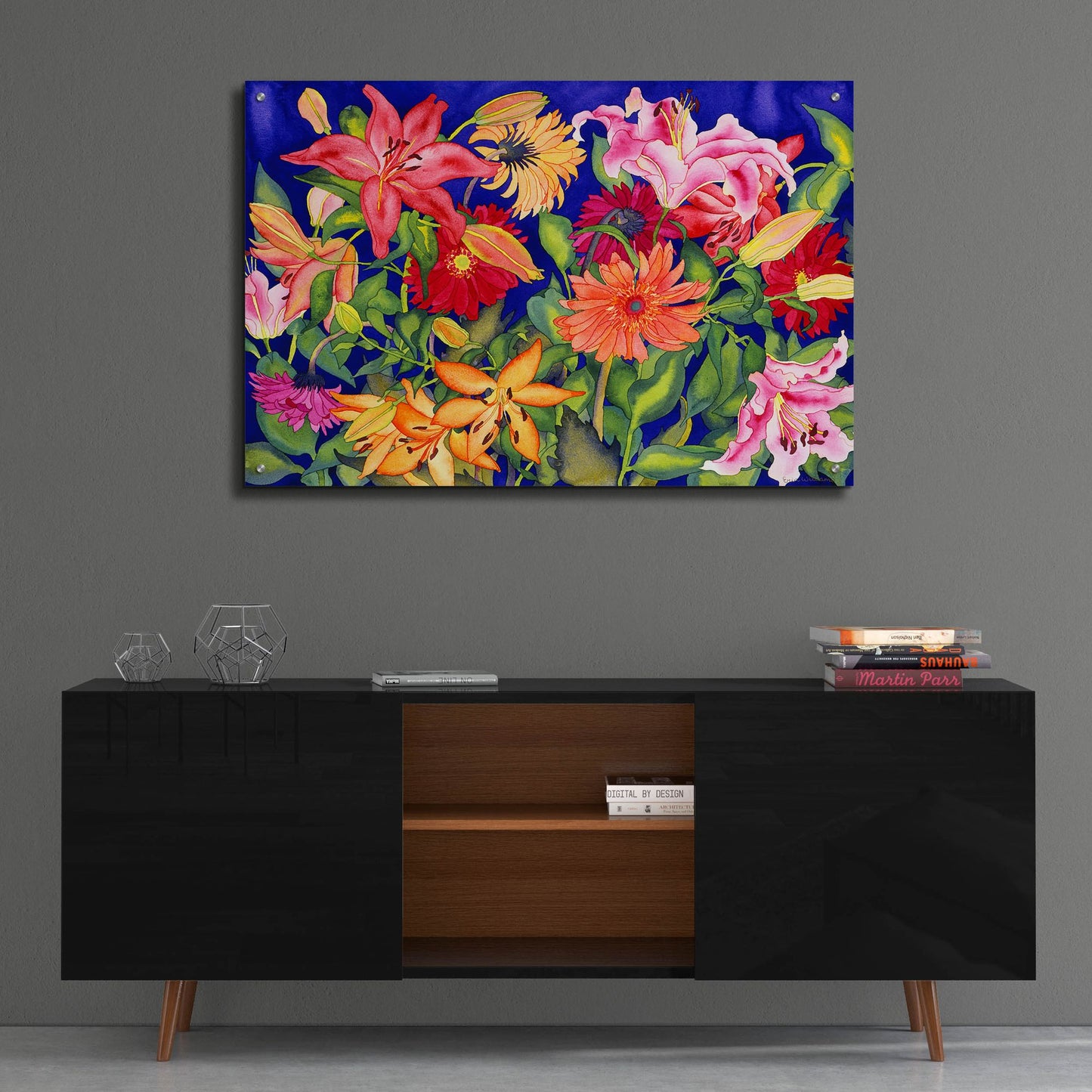 Epic Art 'Lilies and Gerbers' by Carissa Luminess, Acrylic Glass Wall Art,36x24