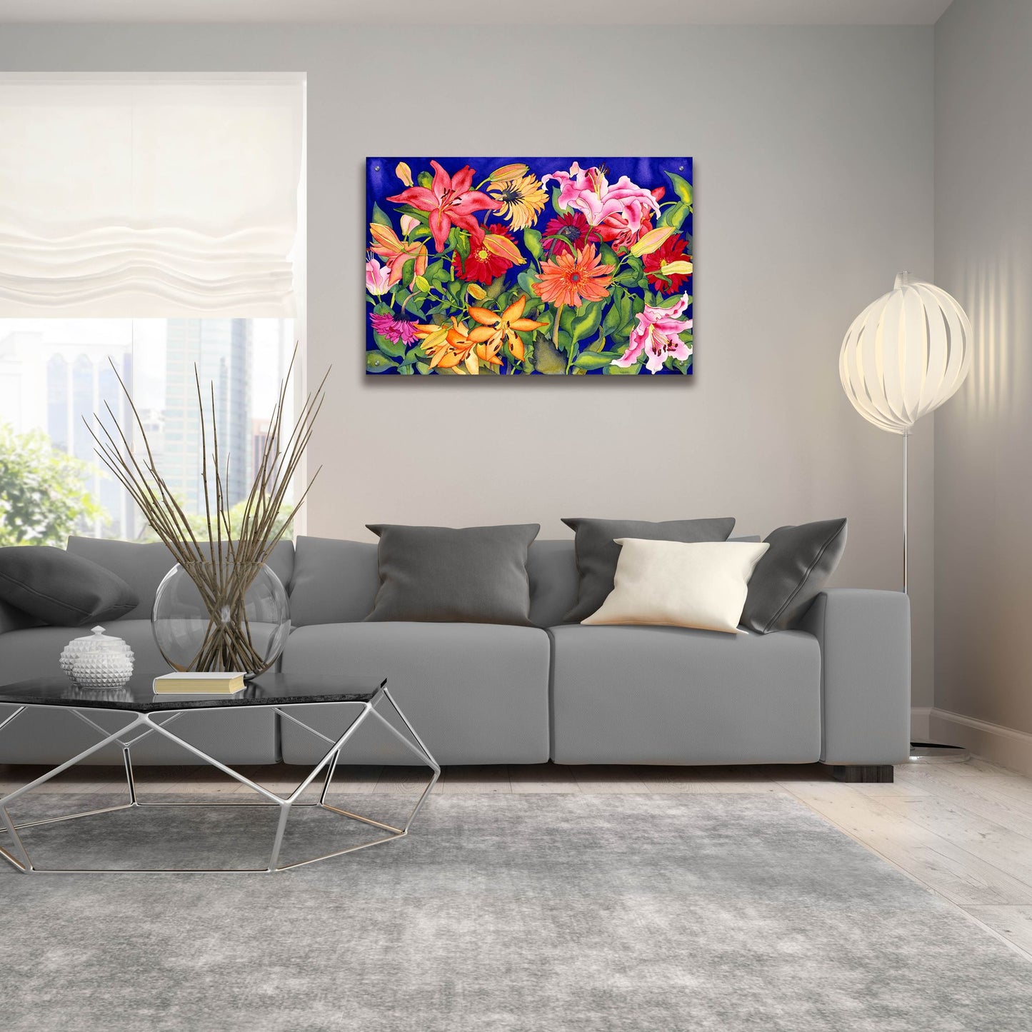 Epic Art 'Lilies and Gerbers' by Carissa Luminess, Acrylic Glass Wall Art,36x24