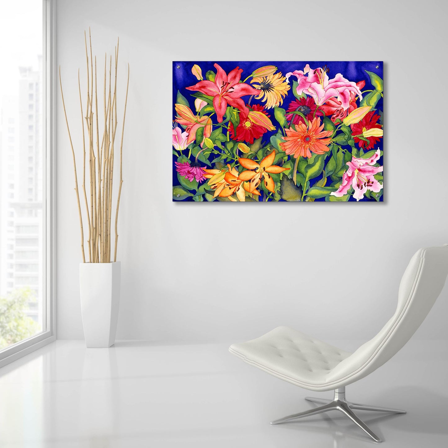 Epic Art 'Lilies and Gerbers' by Carissa Luminess, Acrylic Glass Wall Art,36x24