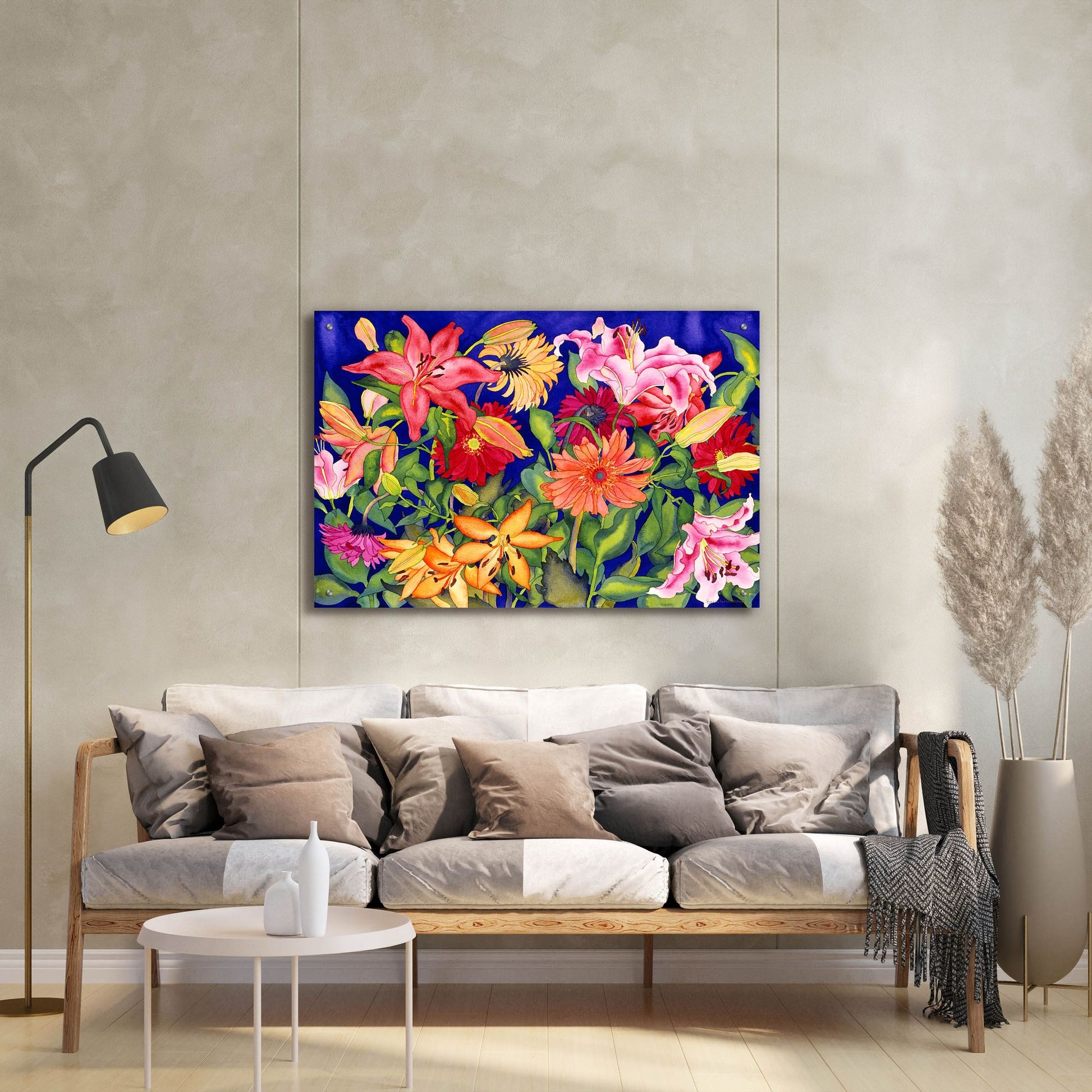 Epic Art 'Lilies and Gerbers' by Carissa Luminess, Acrylic Glass Wall Art,36x24