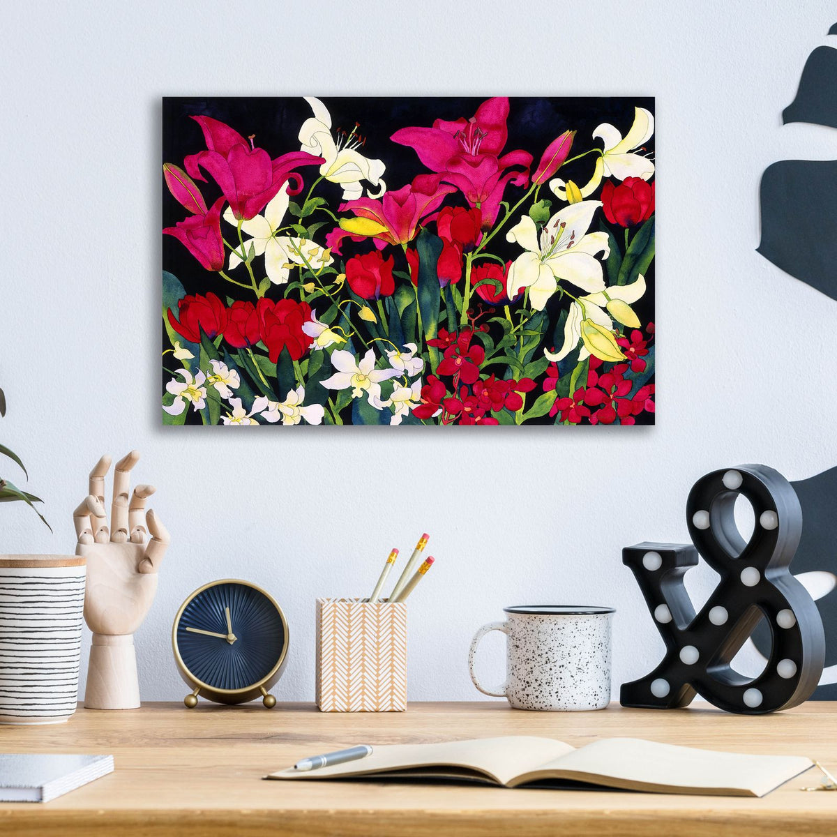 Luscious Lilies by Carissa Luminess - 16x12 acrylic wall art in a room