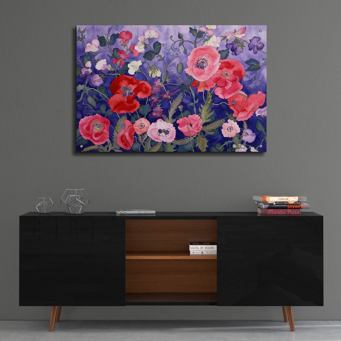 Epic Art 'Poppies and Sweet' by Carissa Luminess, Acrylic Glass Wall Art,36x24