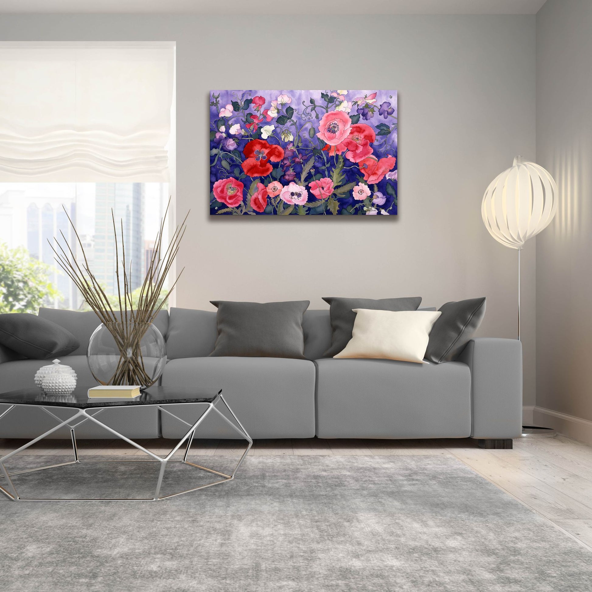 Epic Art 'Poppies and Sweet' by Carissa Luminess, Acrylic Glass Wall Art,36x24