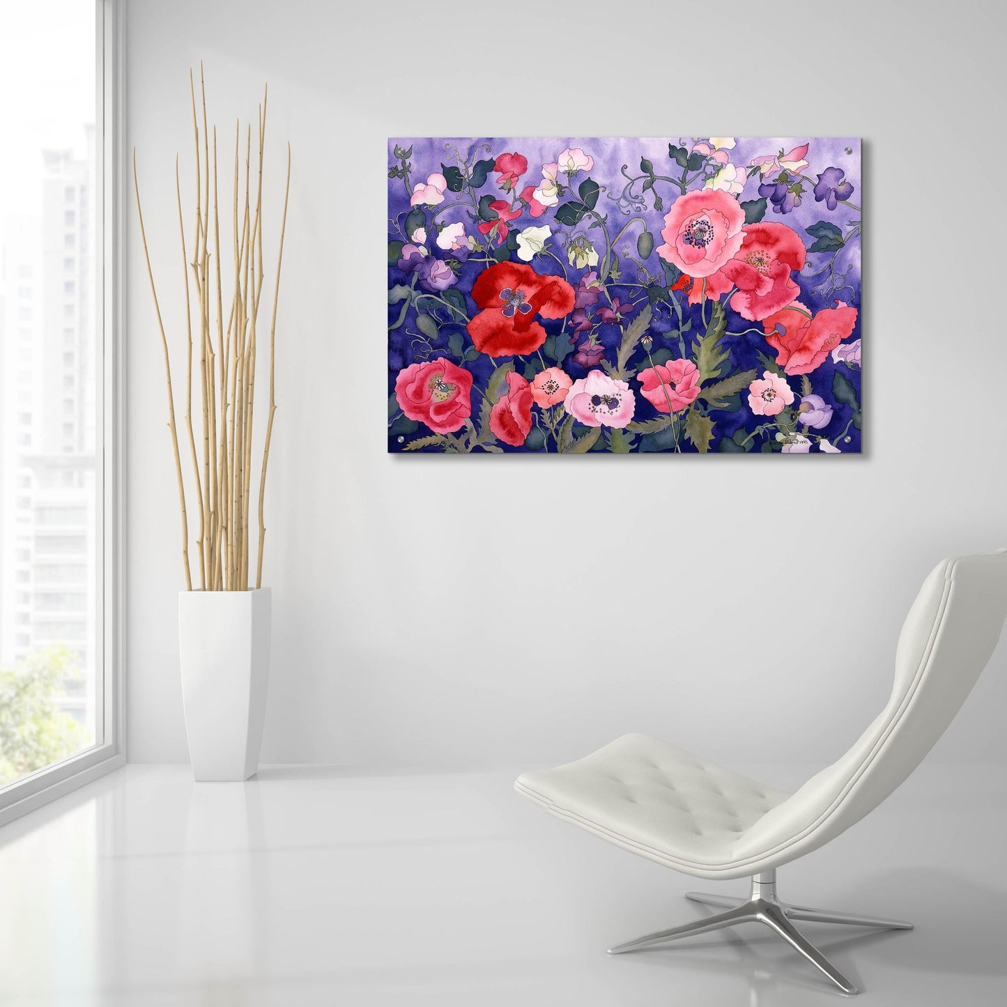 Epic Art 'Poppies and Sweet' by Carissa Luminess, Acrylic Glass Wall Art,36x24