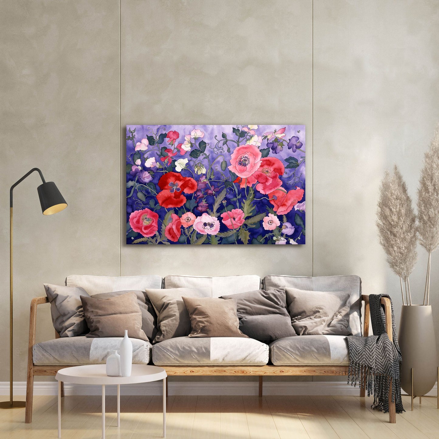 Epic Art 'Poppies and Sweet' by Carissa Luminess, Acrylic Glass Wall Art,36x24