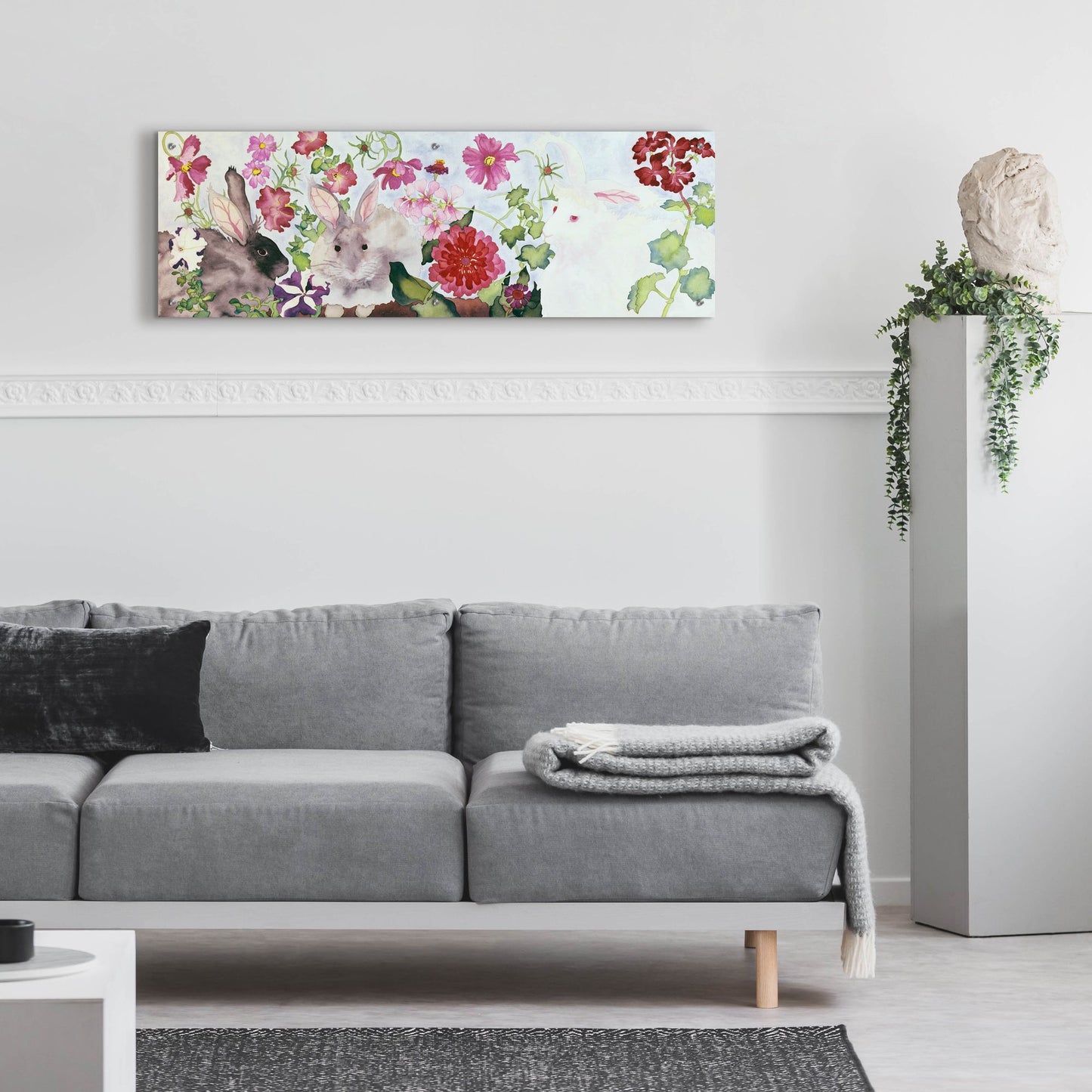 Epic Art 'Rabbit Family' by Carissa Luminess, Acrylic Glass Wall Art,48x16