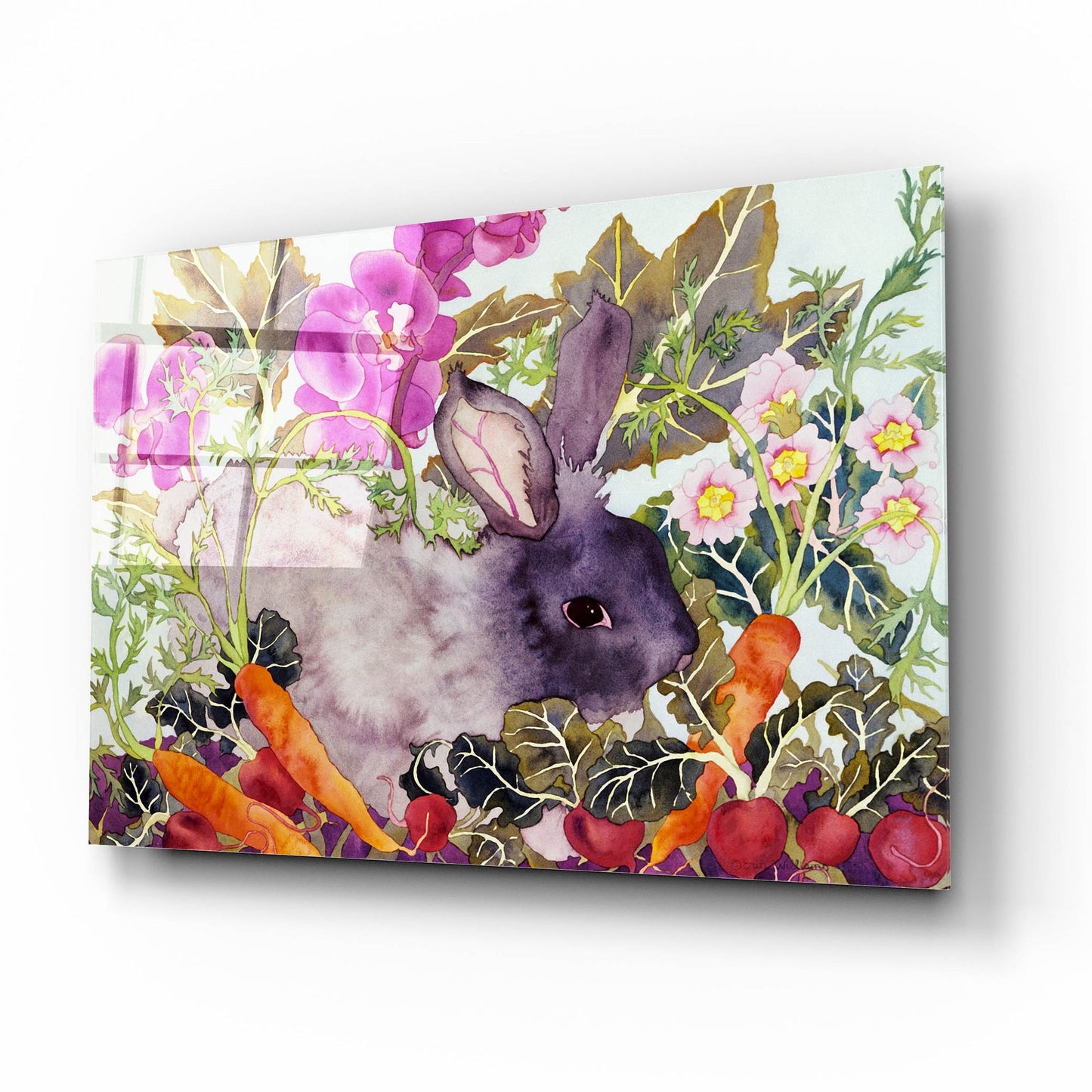 Epic Art 'Rabbit with Carrots' by Carissa Luminess, Acrylic Glass Wall Art,16x12