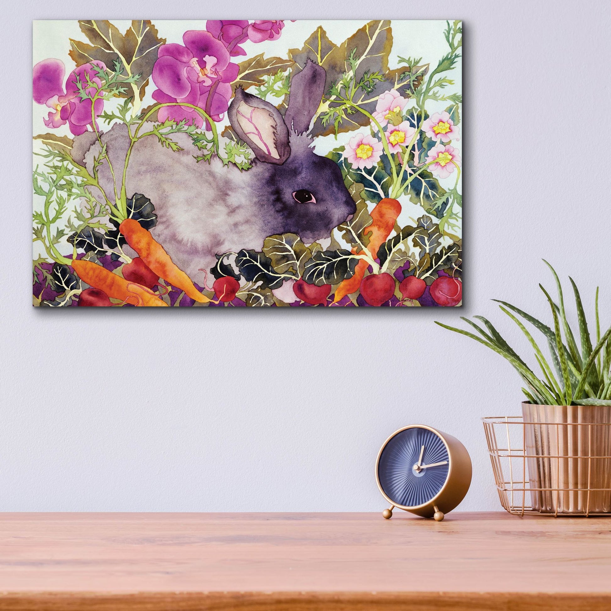 Epic Art 'Rabbit with Carrots' by Carissa Luminess, Acrylic Glass Wall Art,16x12