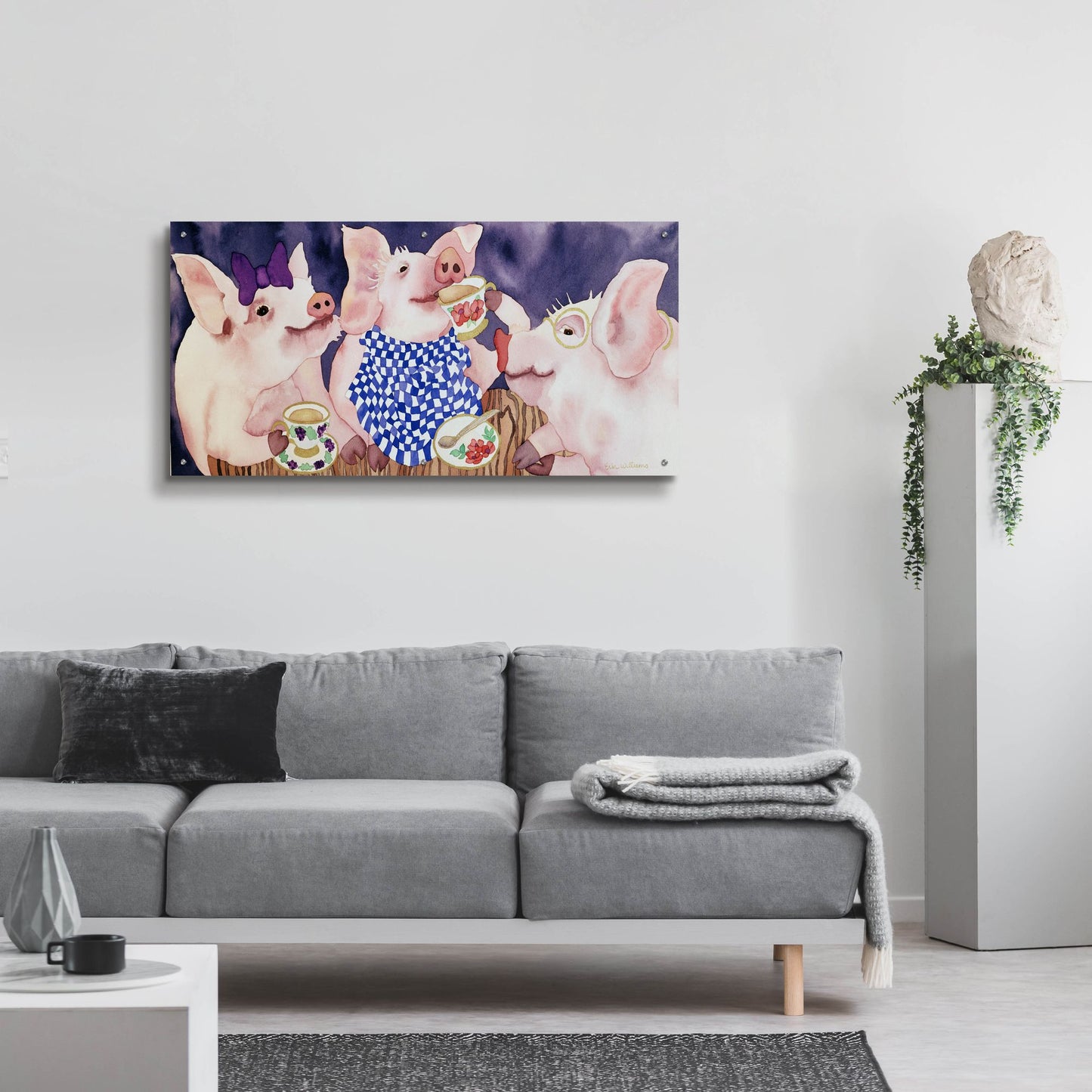 Epic Art 'Tea for Three' by Carissa Luminess, Acrylic Glass Wall Art,48x24